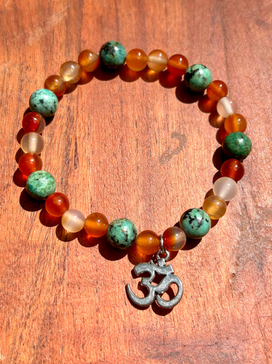 Carnelian & African Turquoise Gemstone Bracelet