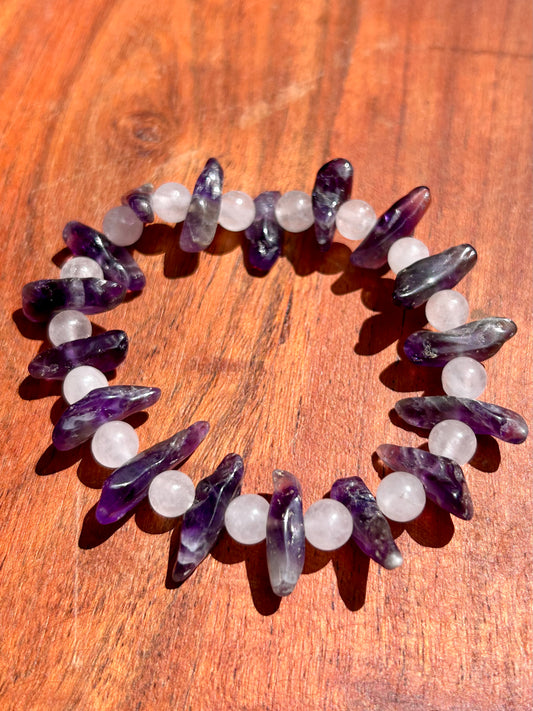 Amethyst & Quartz Gemstone Bracelet