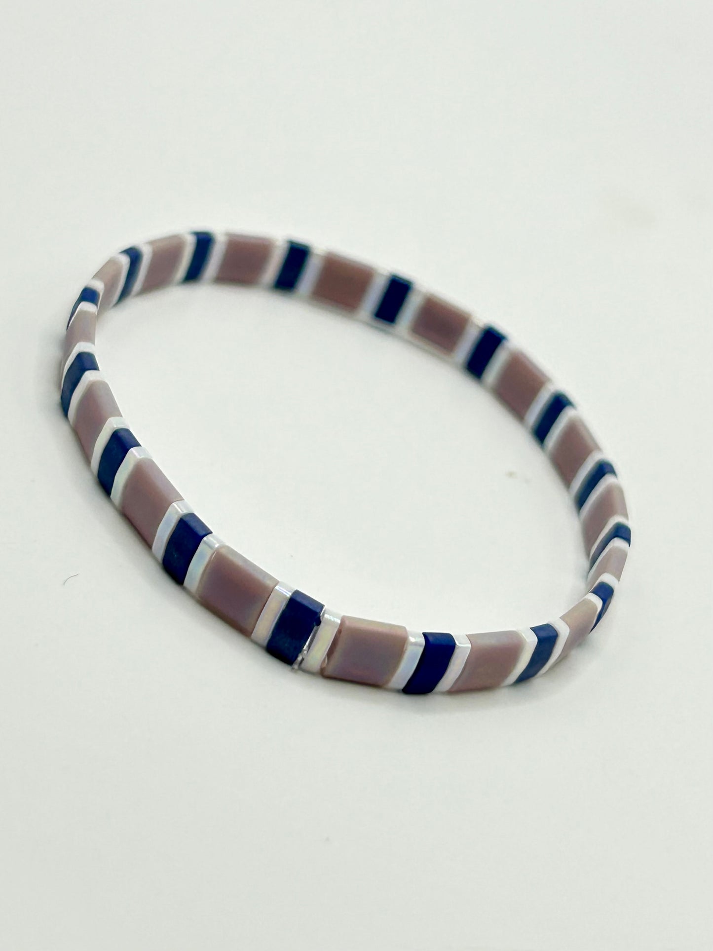 Periwinkle Tide Tila Glass Bead Elastic Bracelet Collection