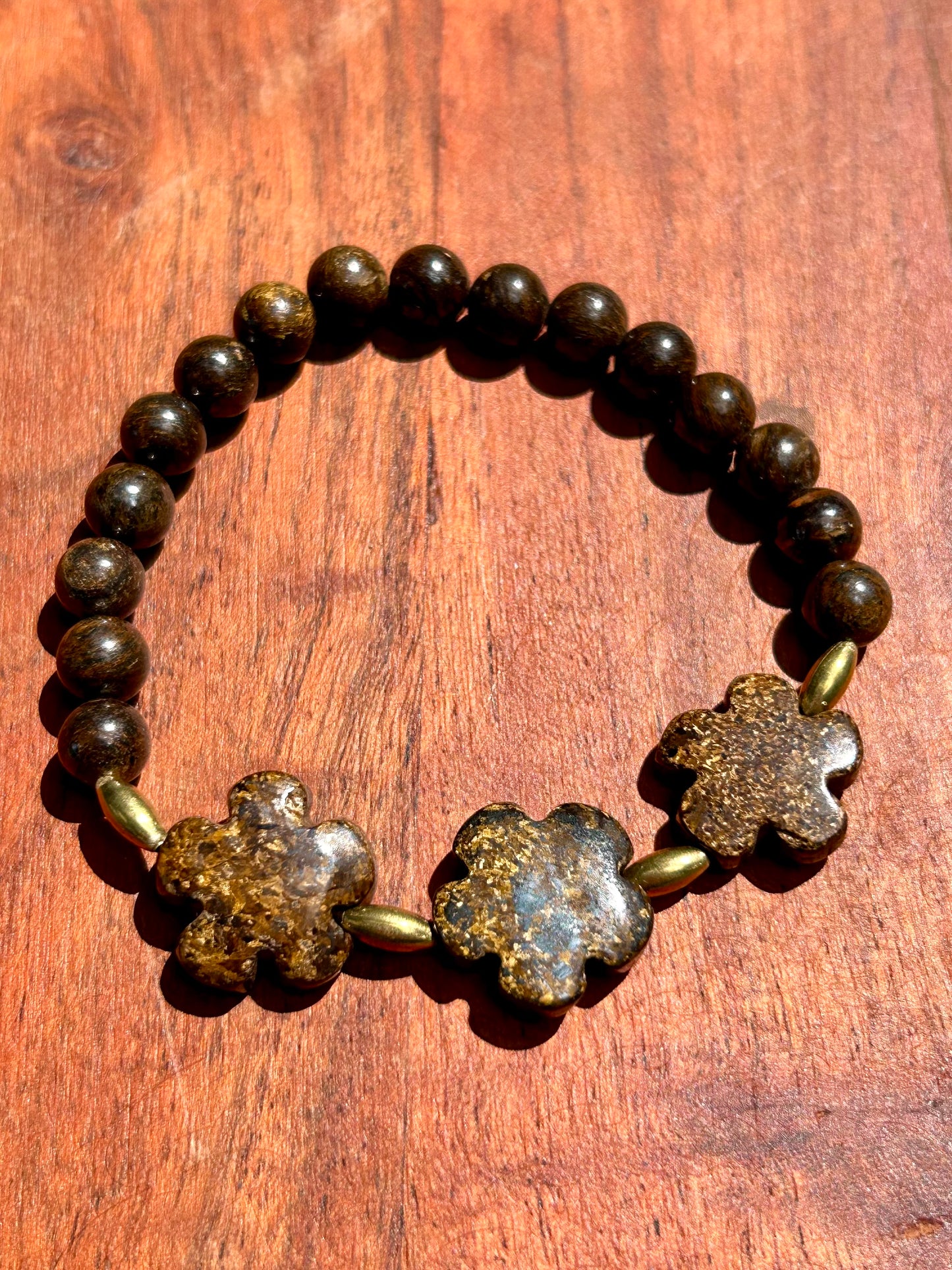 Bronzite Flowers Gemstone Bracelet