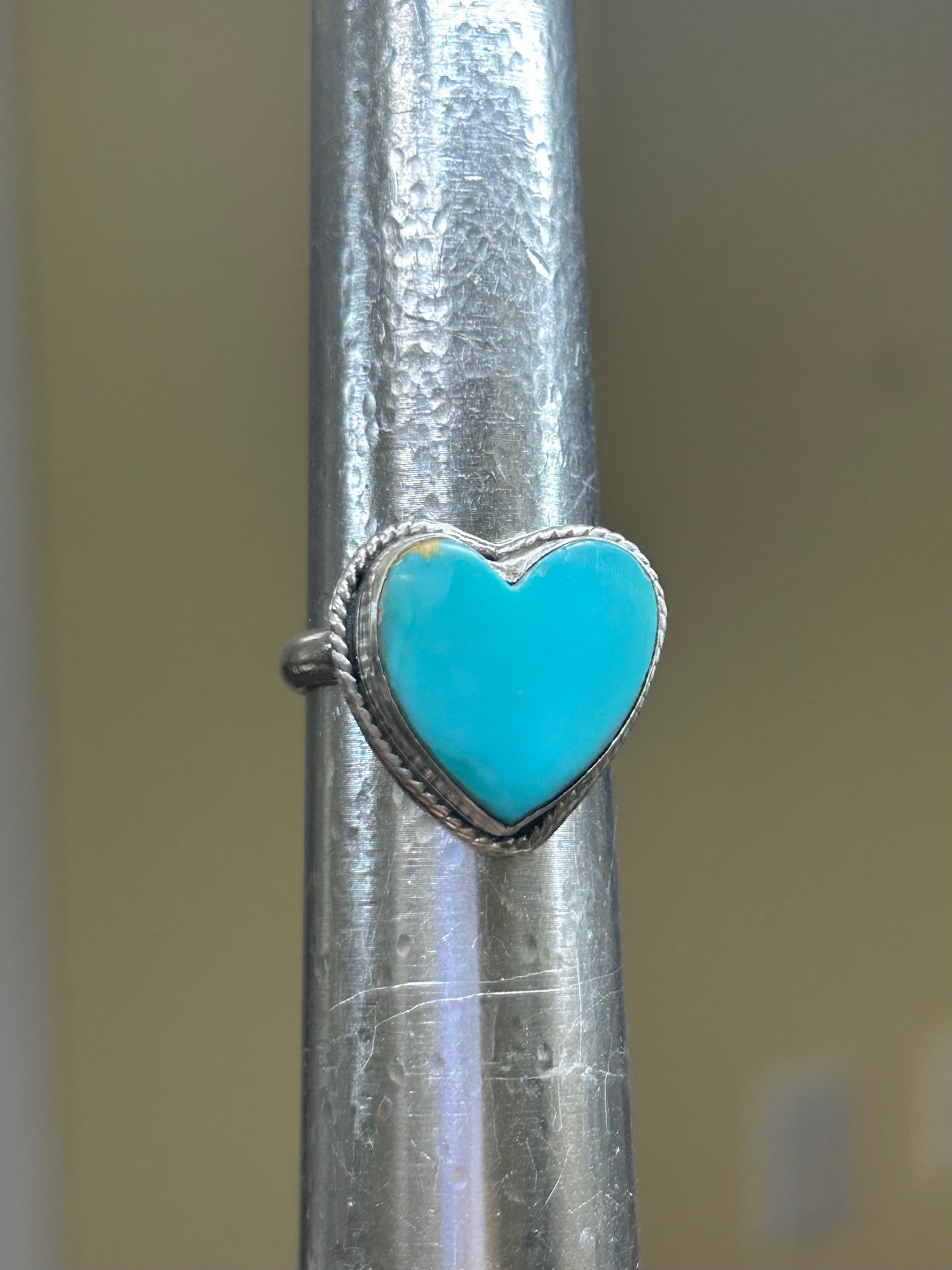 Turquoise Heart Sterling Silver Ring, Size 8