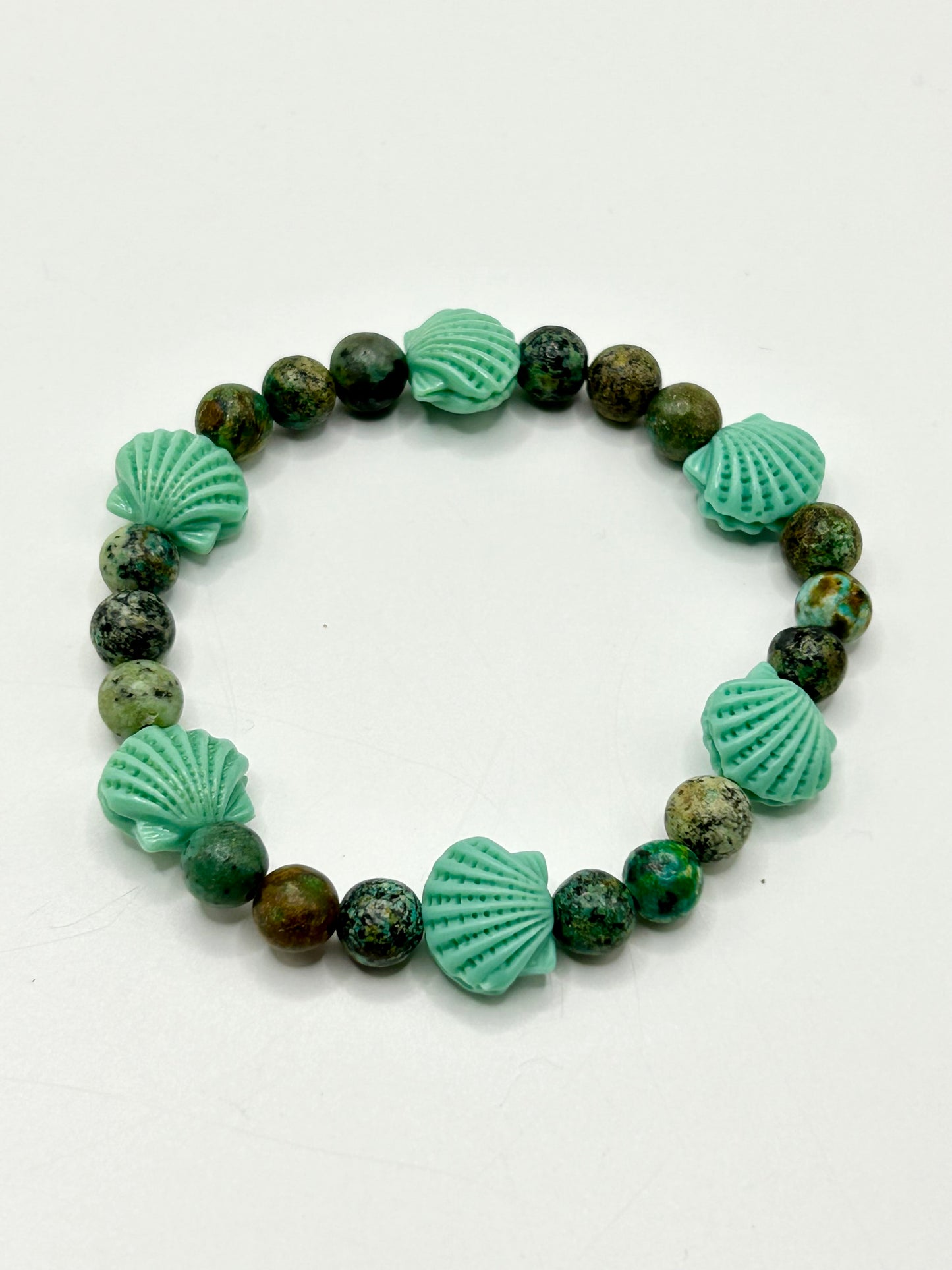 Seashell & African Turquoise Gemstone Bracelet