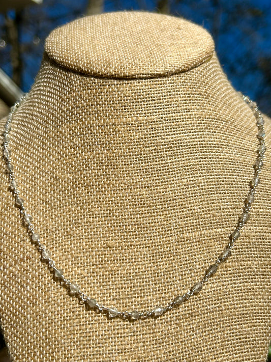White Topaz & Labradorite Gemstone Sterling Silver Chain Link Necklace