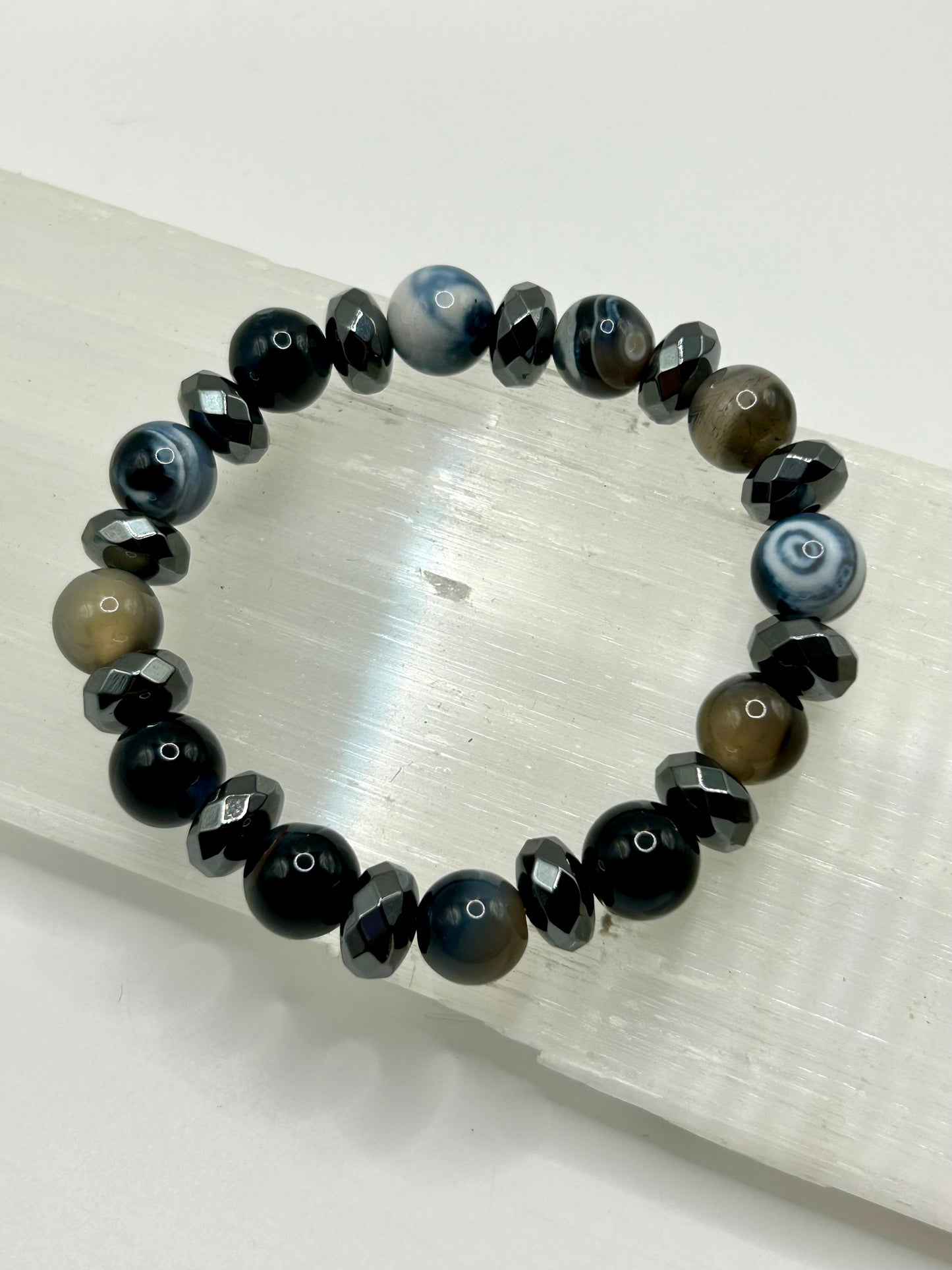 Agate & Hematite Gemstone Bracelet