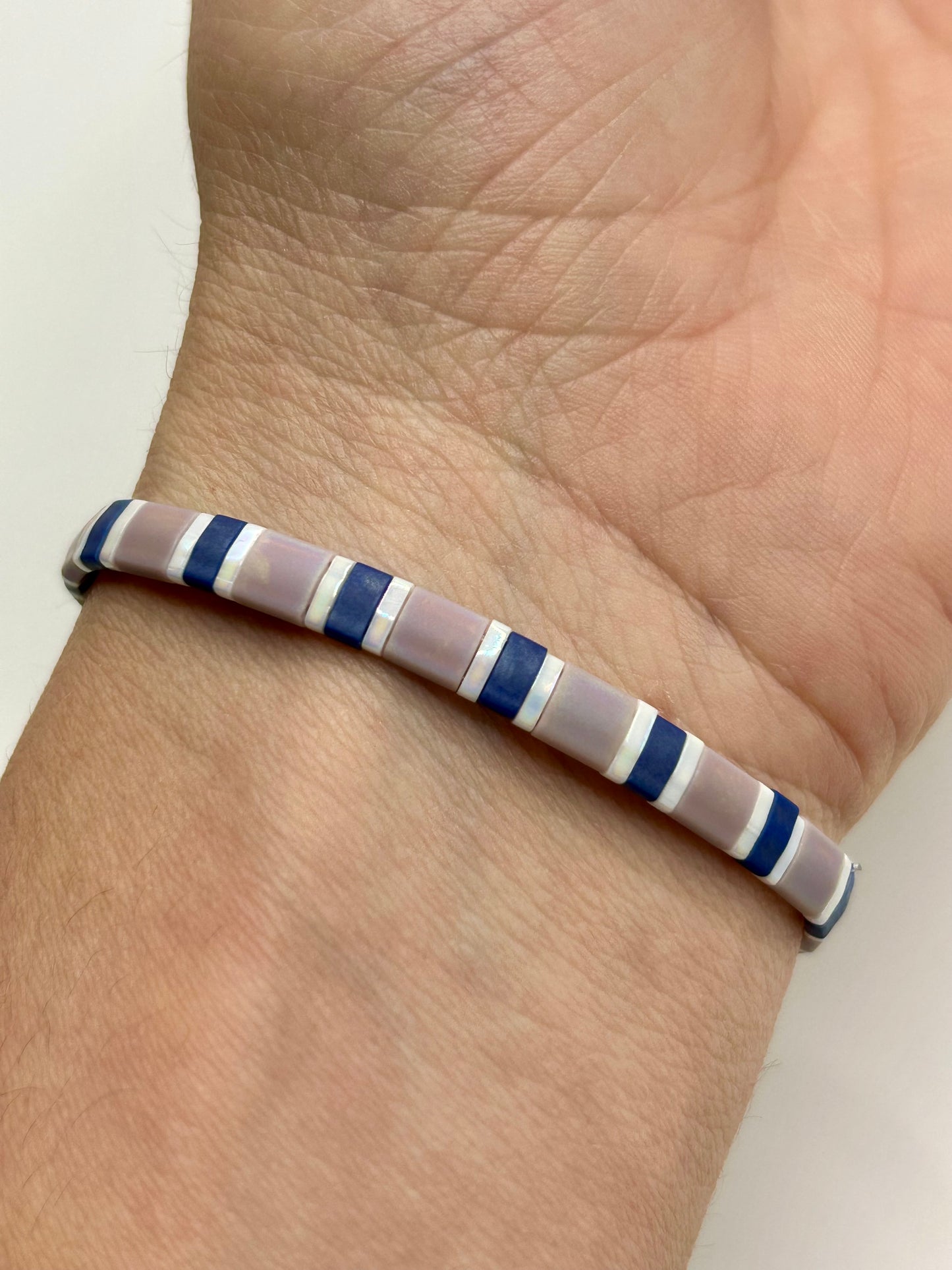 Periwinkle Tide Tila Glass Bead Elastic Bracelet Collection