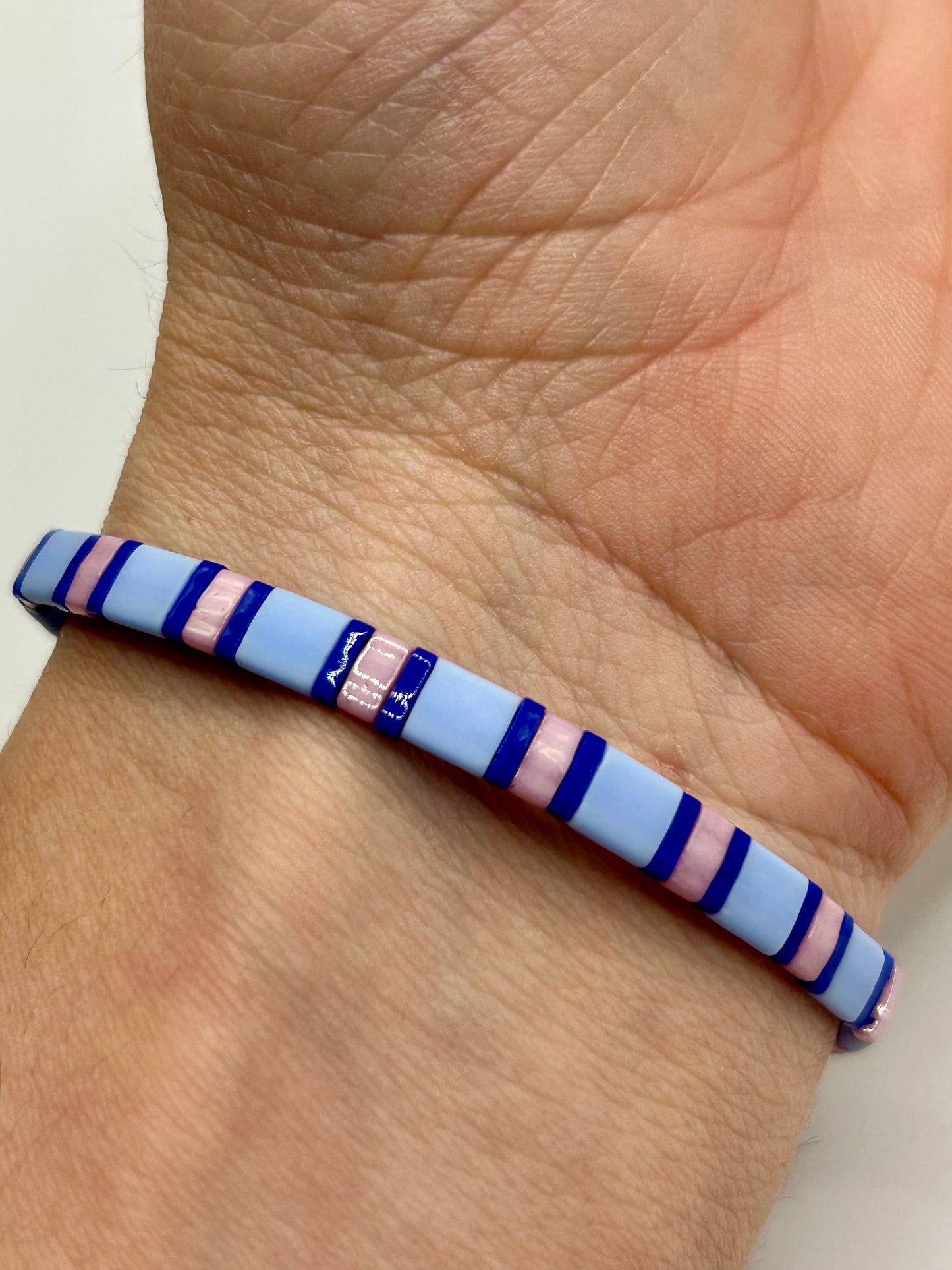 Periwinkle Tide Tila Glass Bead Elastic Bracelet Collection