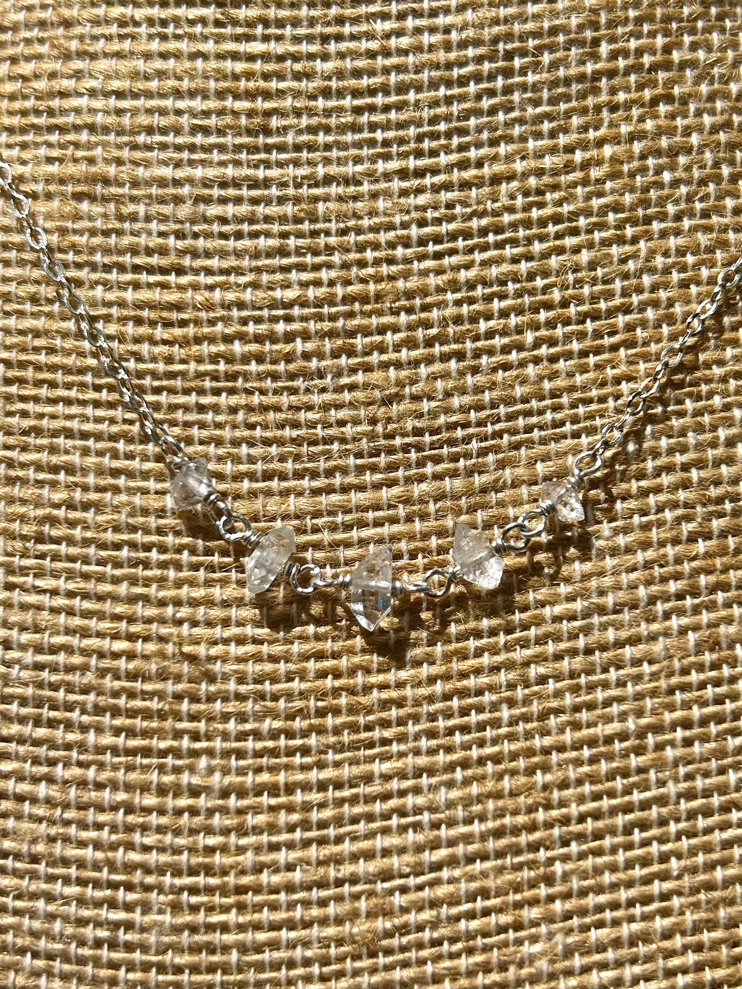 Herkimer Diamond Gemstone Sterling Silver Simple Chain Necklace