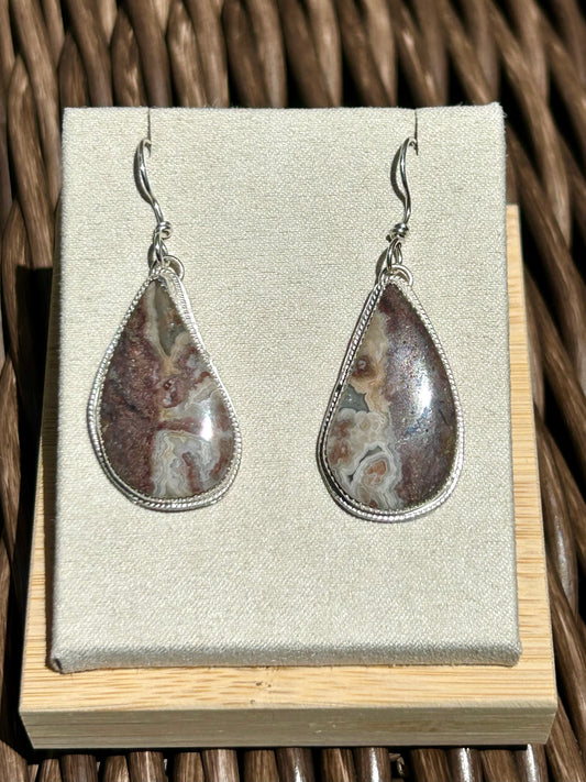 Crazy Lace Agate Sterling Silver Earrings