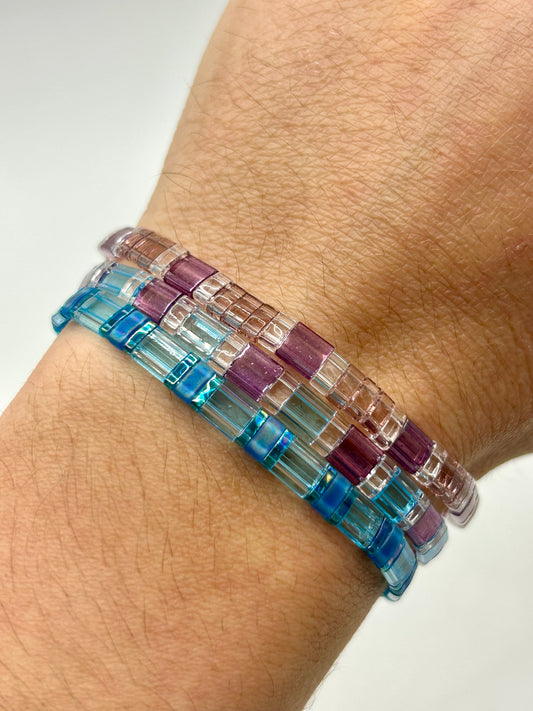 Moonwater Tila Glass Bead Elastic Bracelet Collection