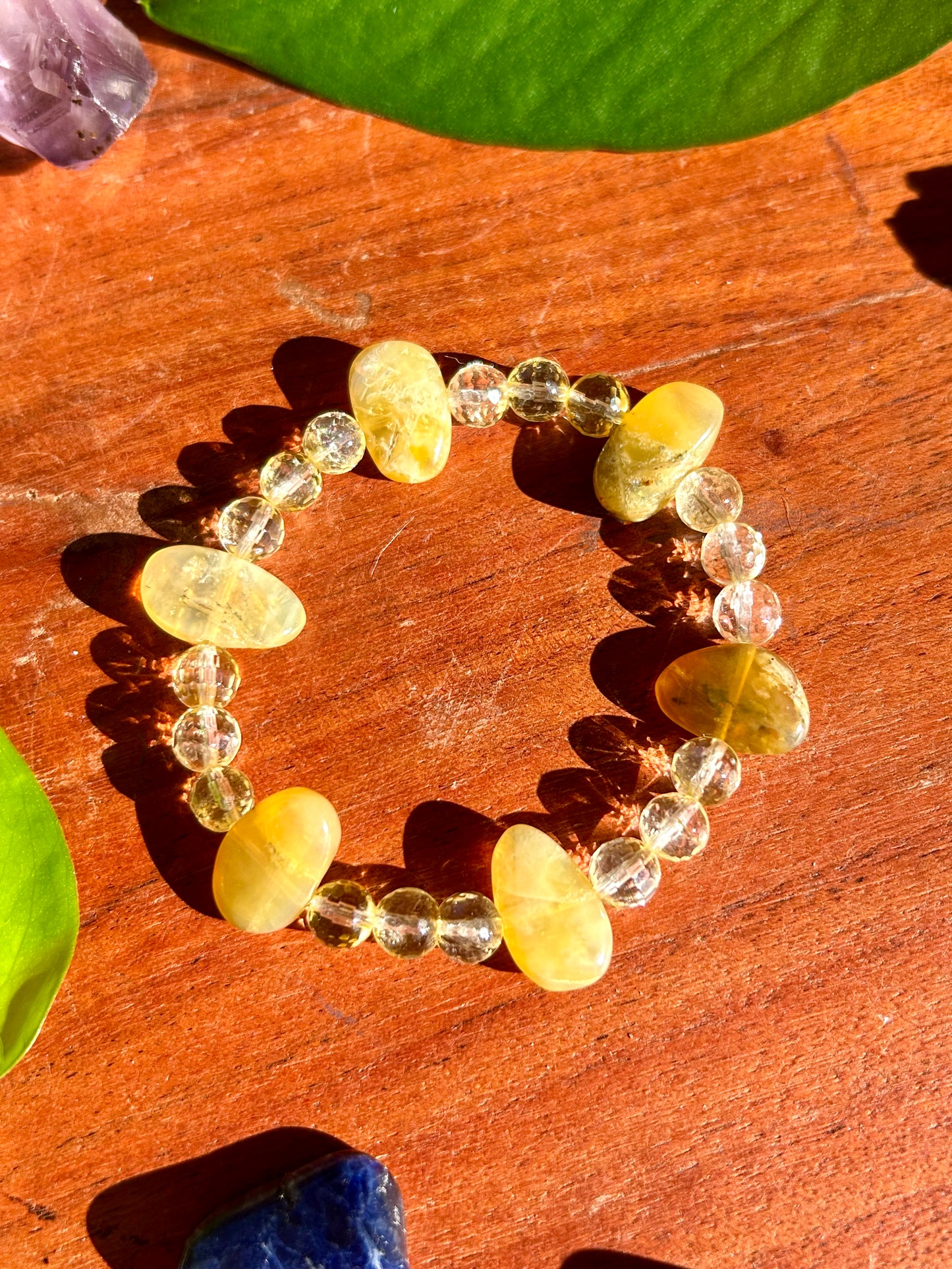 Yellow Peruvian Opal & Citrine Gemstone Bracelet