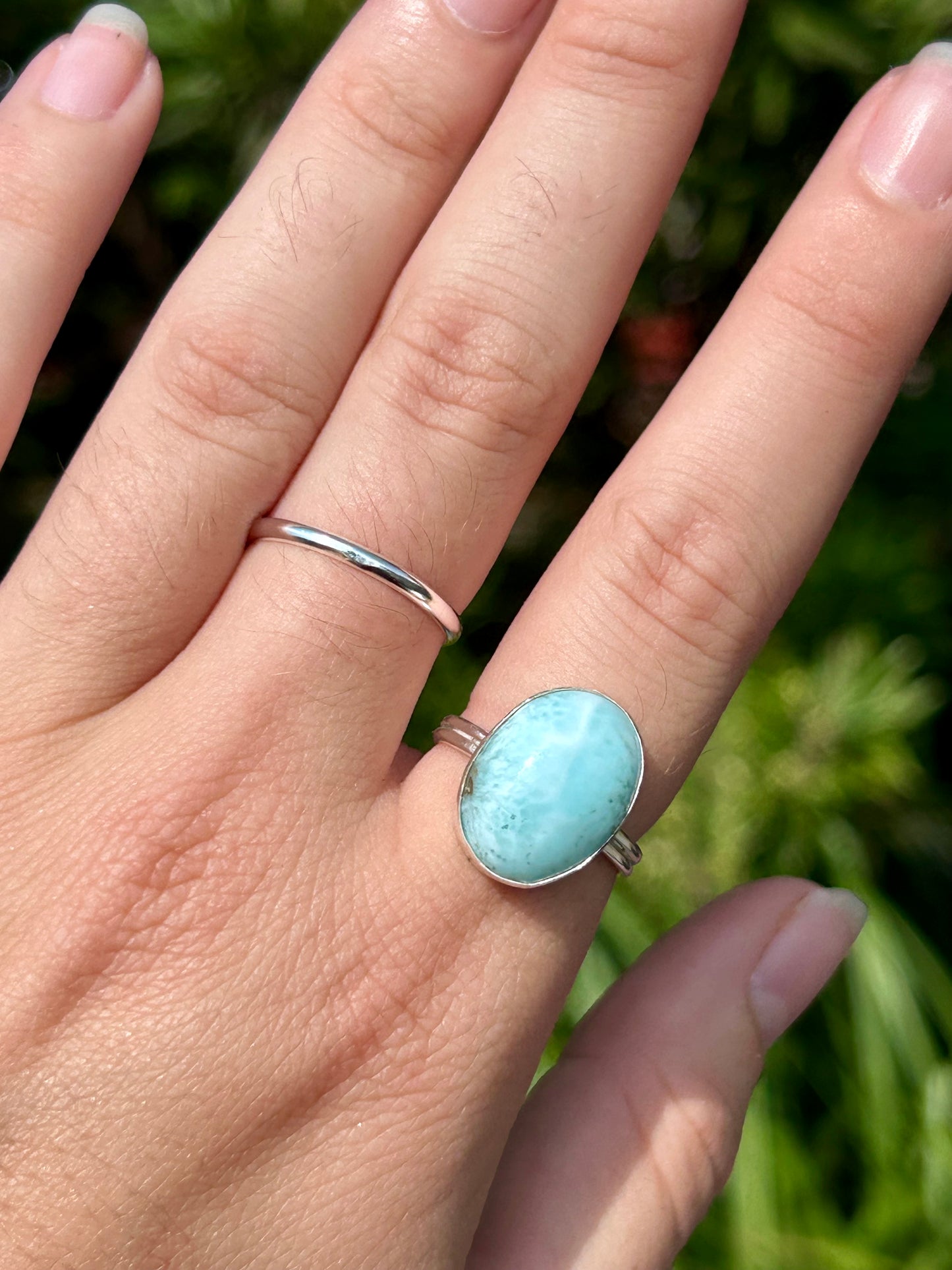 Larimar Sterling Silver Ring, Size 7.5