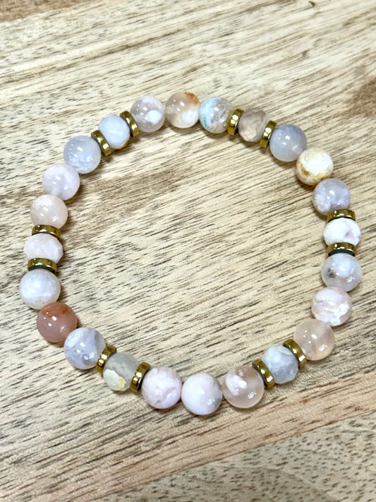 Flower Agate Gemstone Bracelet