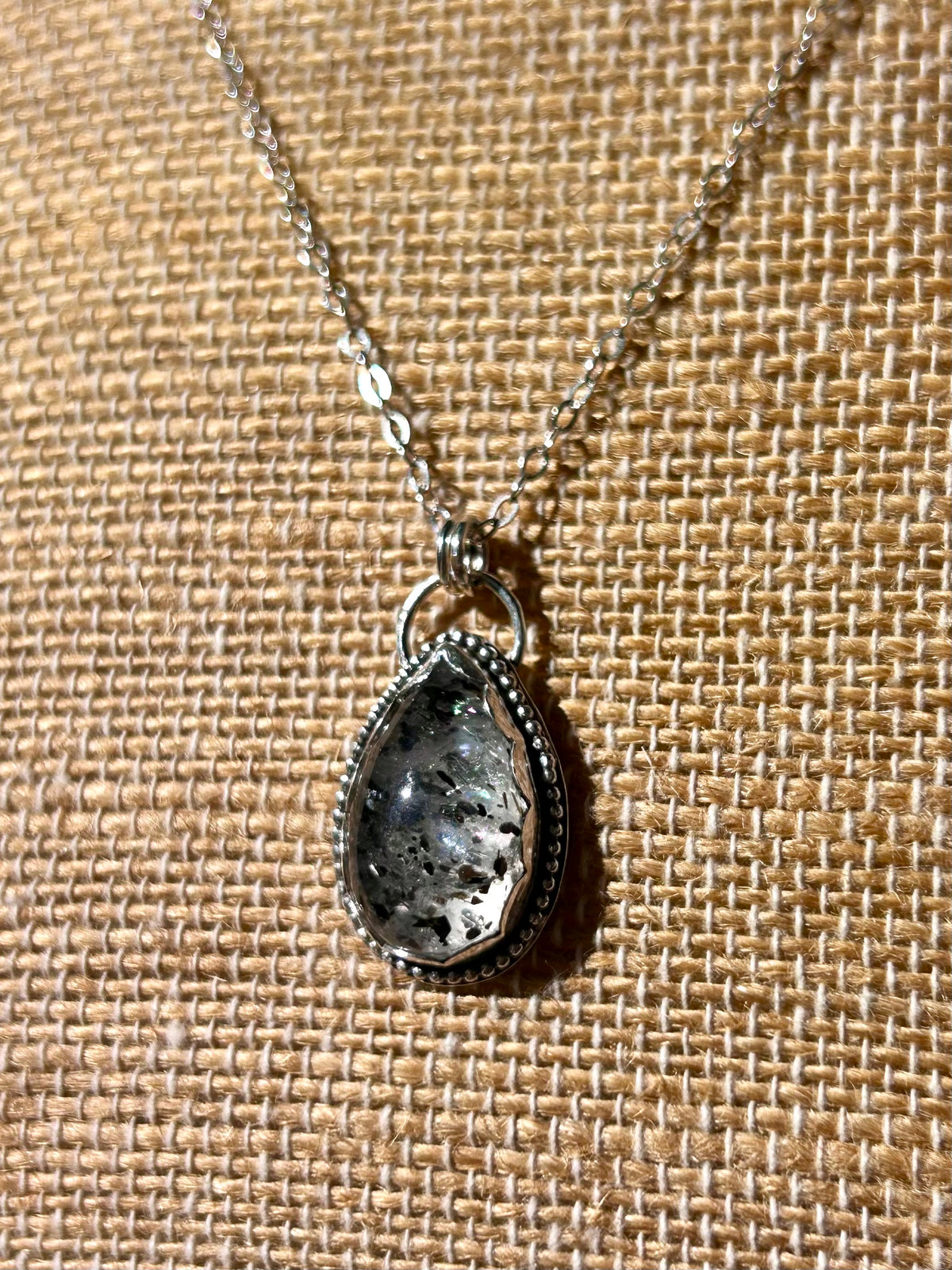 Garden Quartz Gemstone Sterling Silver Pendant Necklace