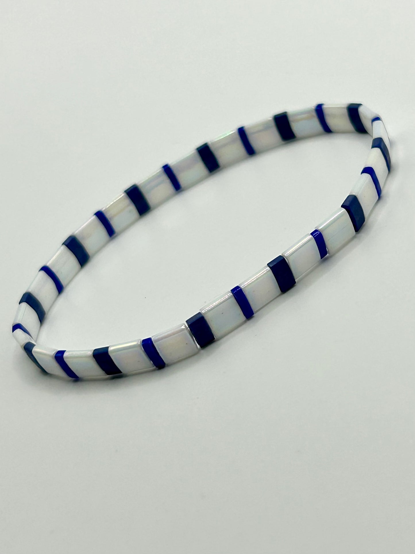 Periwinkle Tide Tila Glass Bead Elastic Bracelet Collection