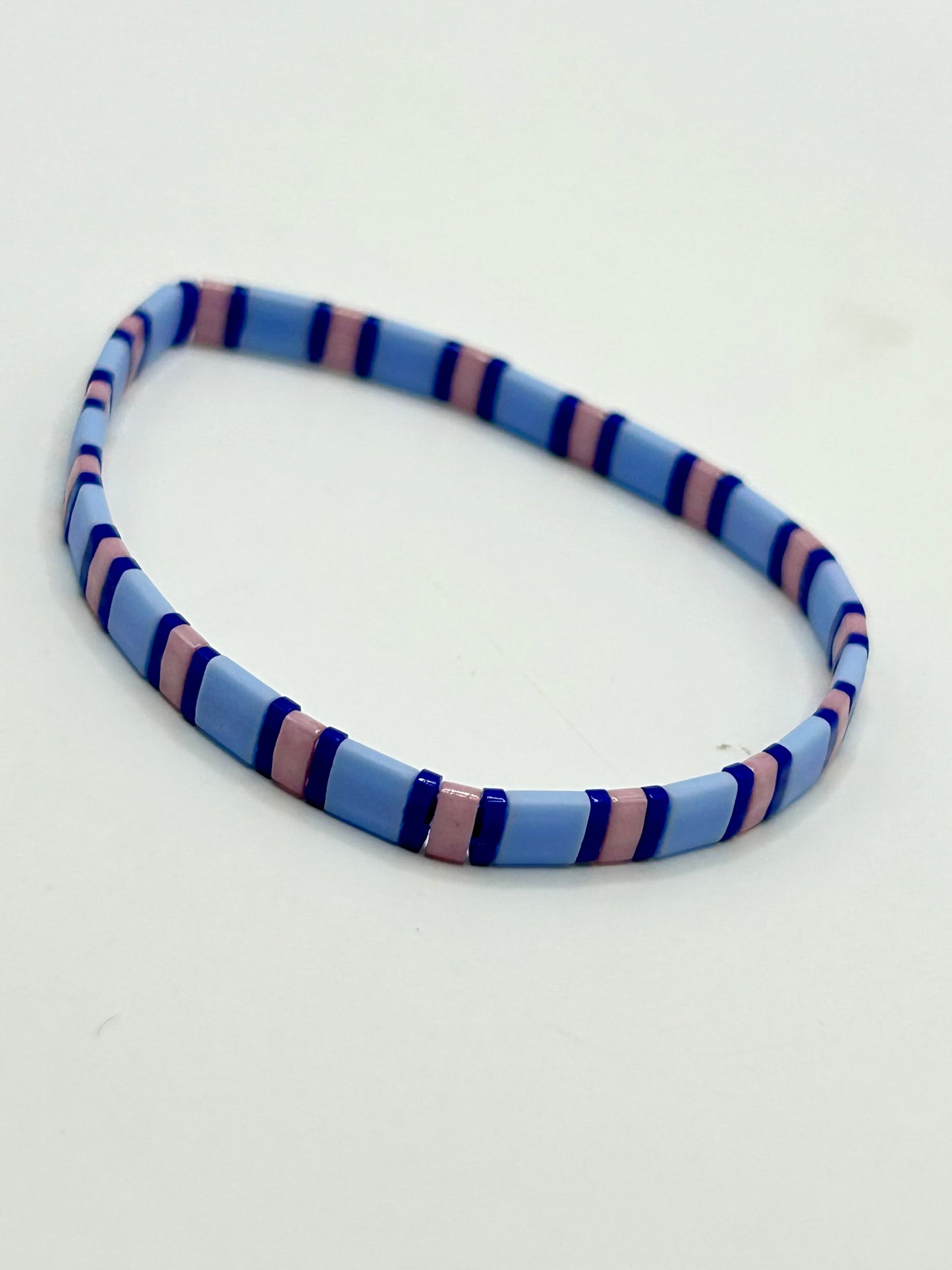 Periwinkle Tide Tila Glass Bead Elastic Bracelet Collection