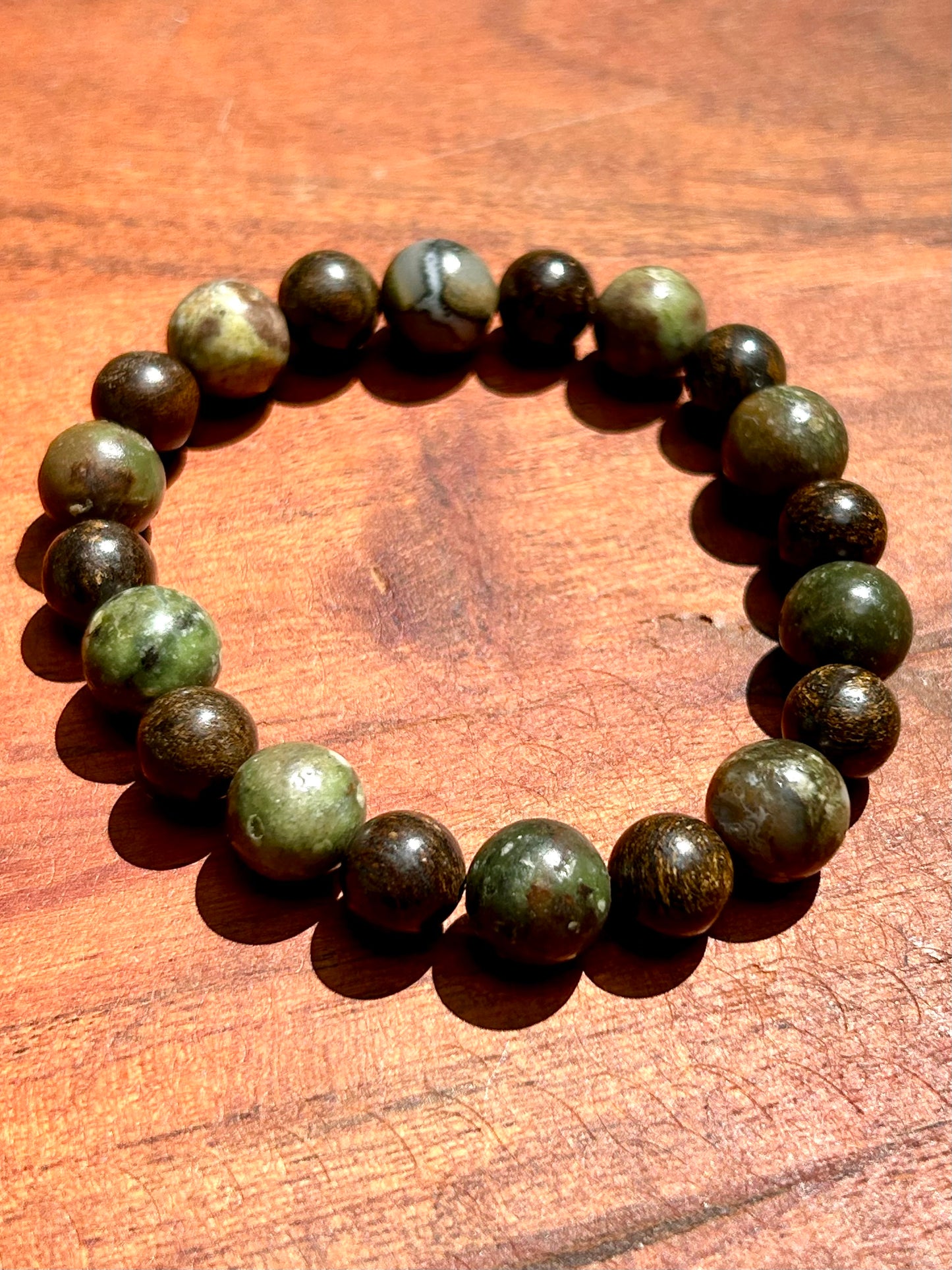 Green Opal & Bronzite Gemstone Bracelet