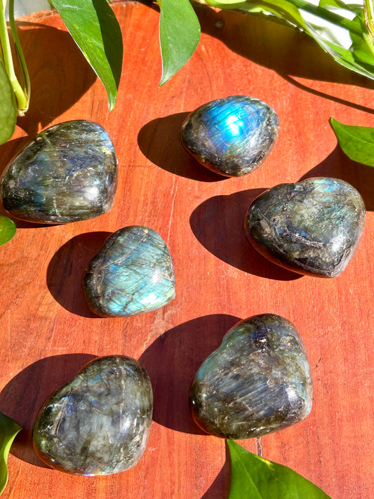 Labradorite Gemstone Polished Heart Carvings