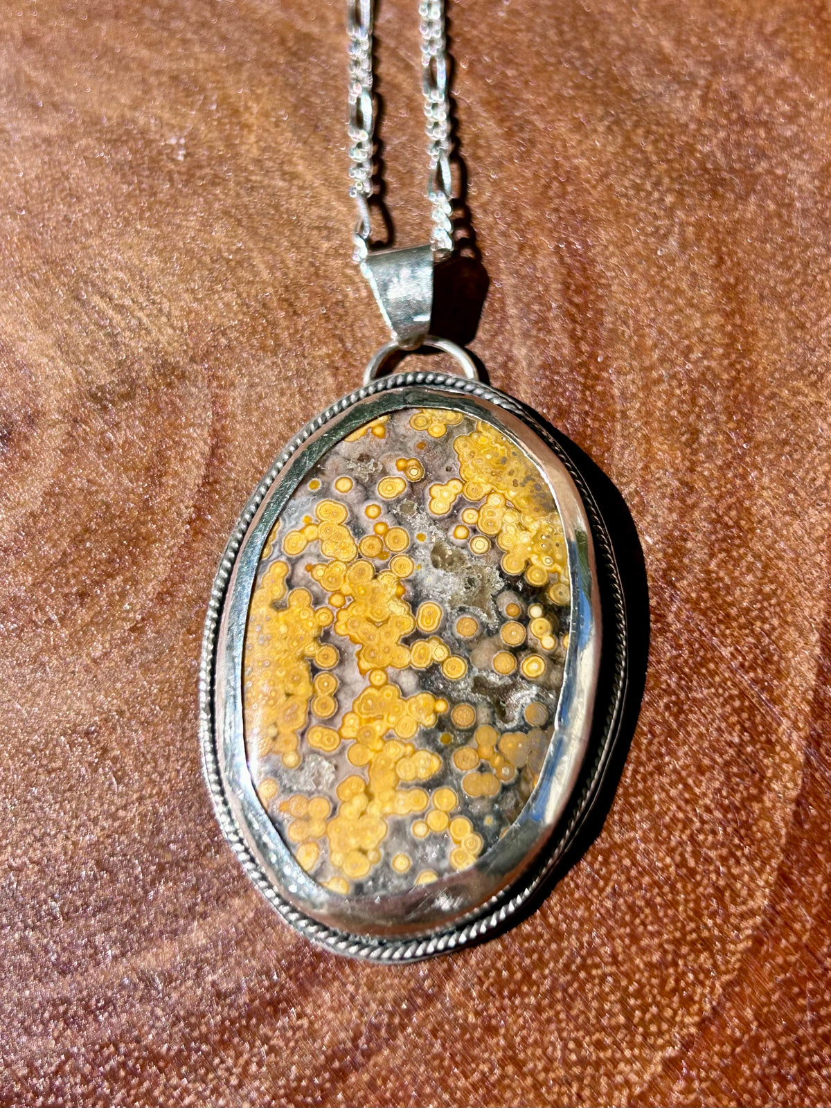 Ocean Jasper Gemstone Sterling Silver Pendant Necklace