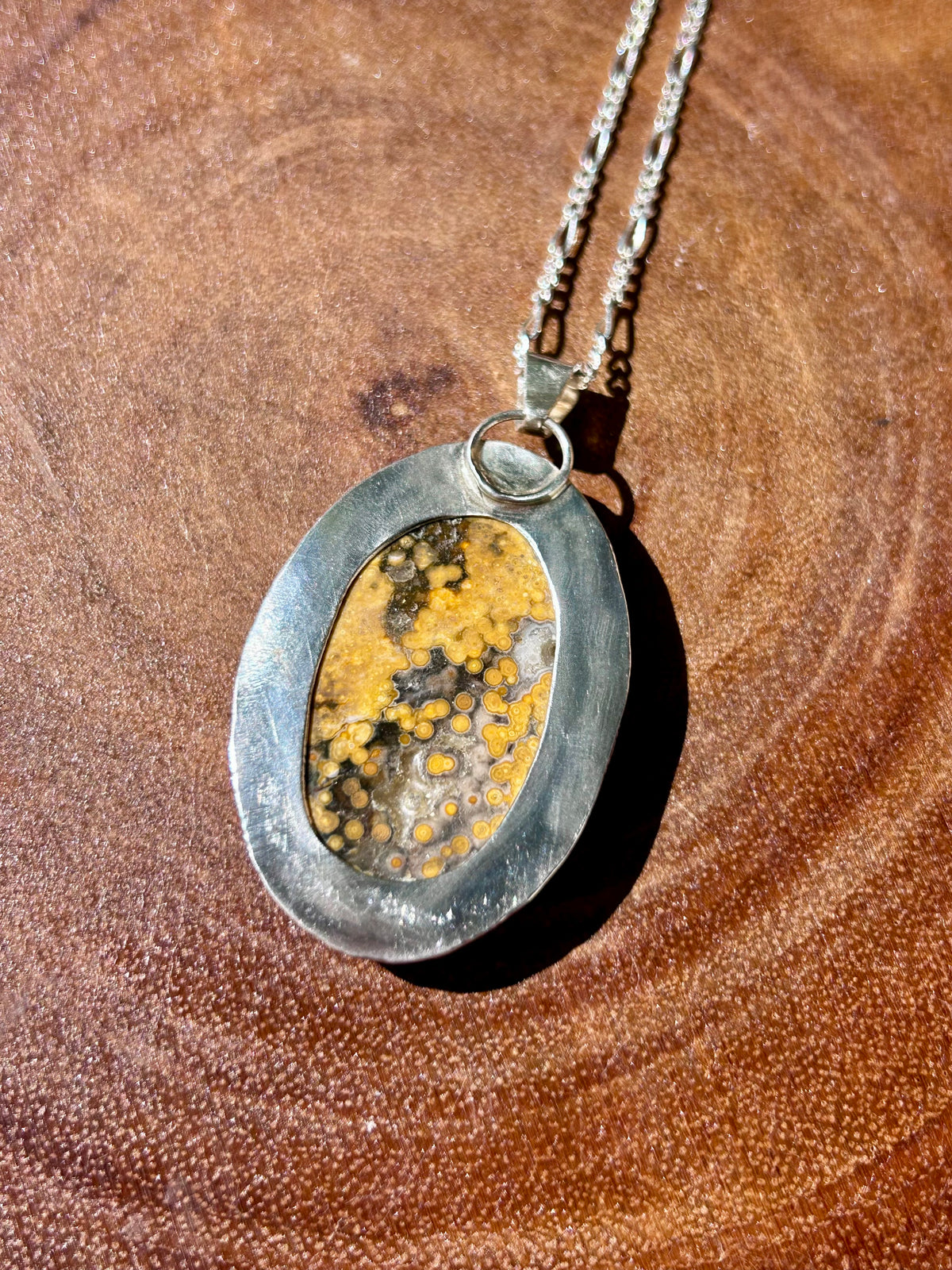 Ocean Jasper Gemstone Sterling Silver Pendant Necklace