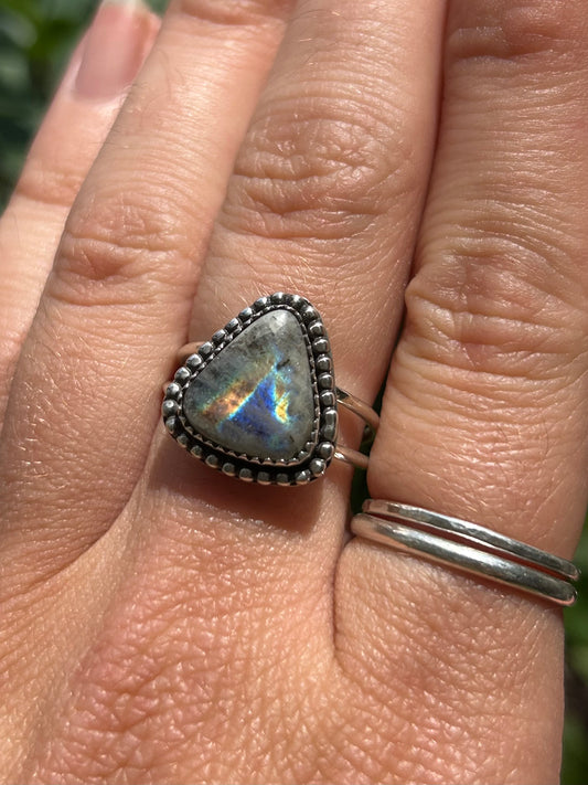 Labradorite Sterling Silver Ring, Size 7
