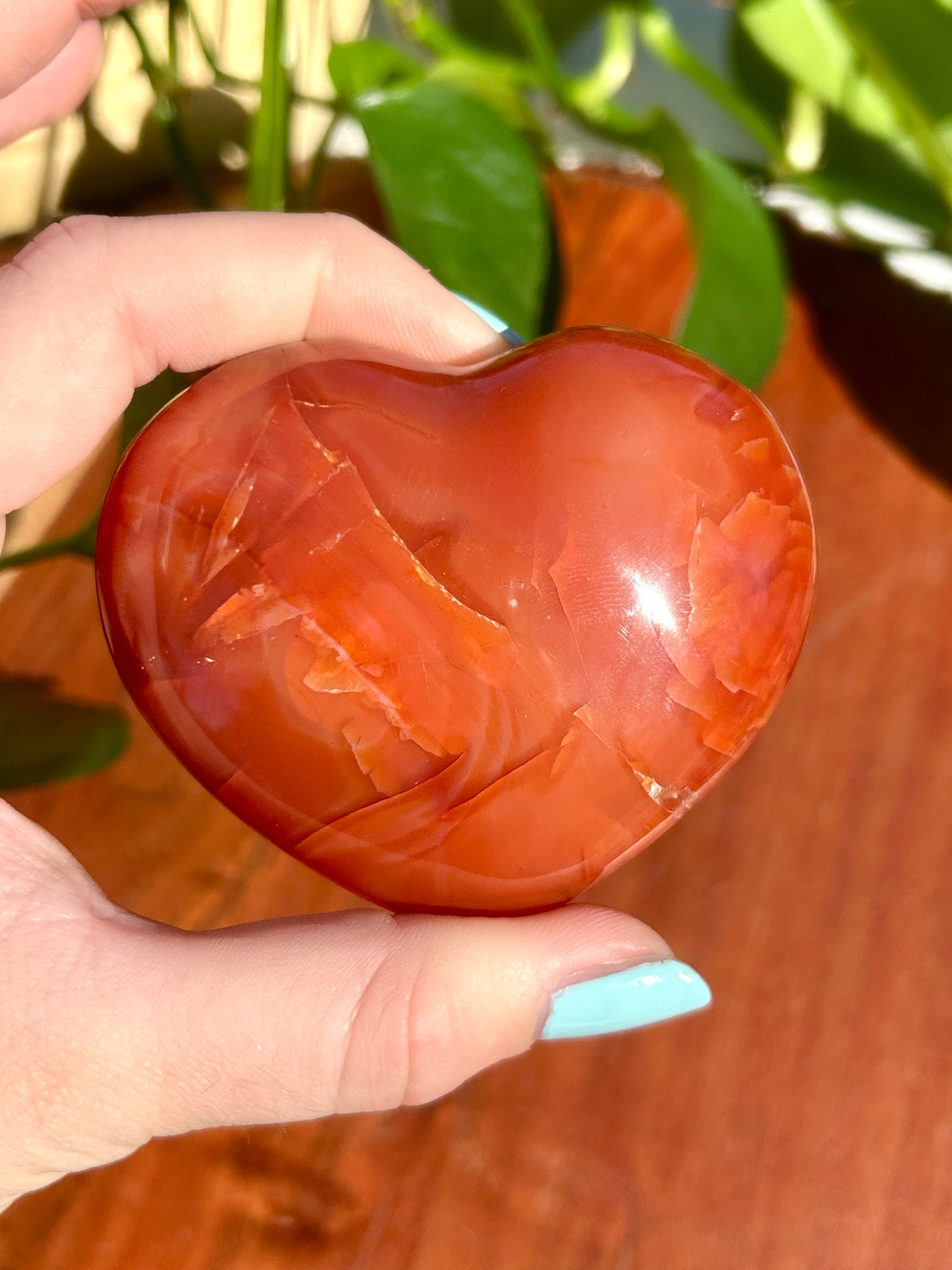 Carnelian Gemstone Polished Heart Carvings