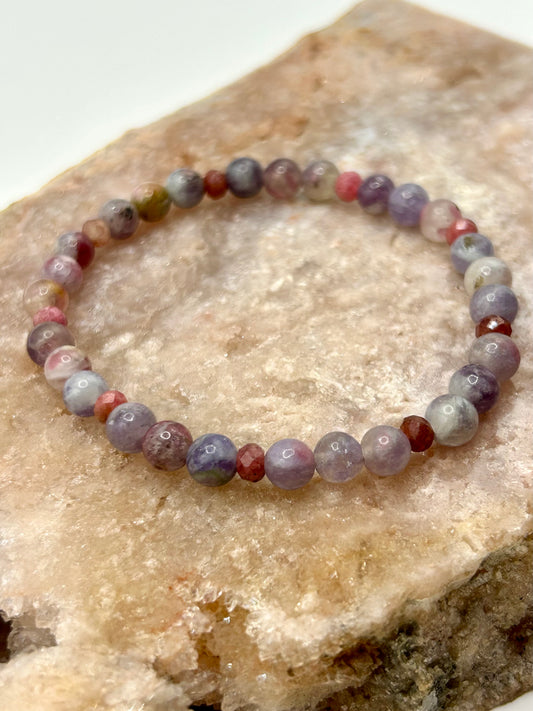 Pink Tourmaline & Rhodonite Gemstone Bracelet