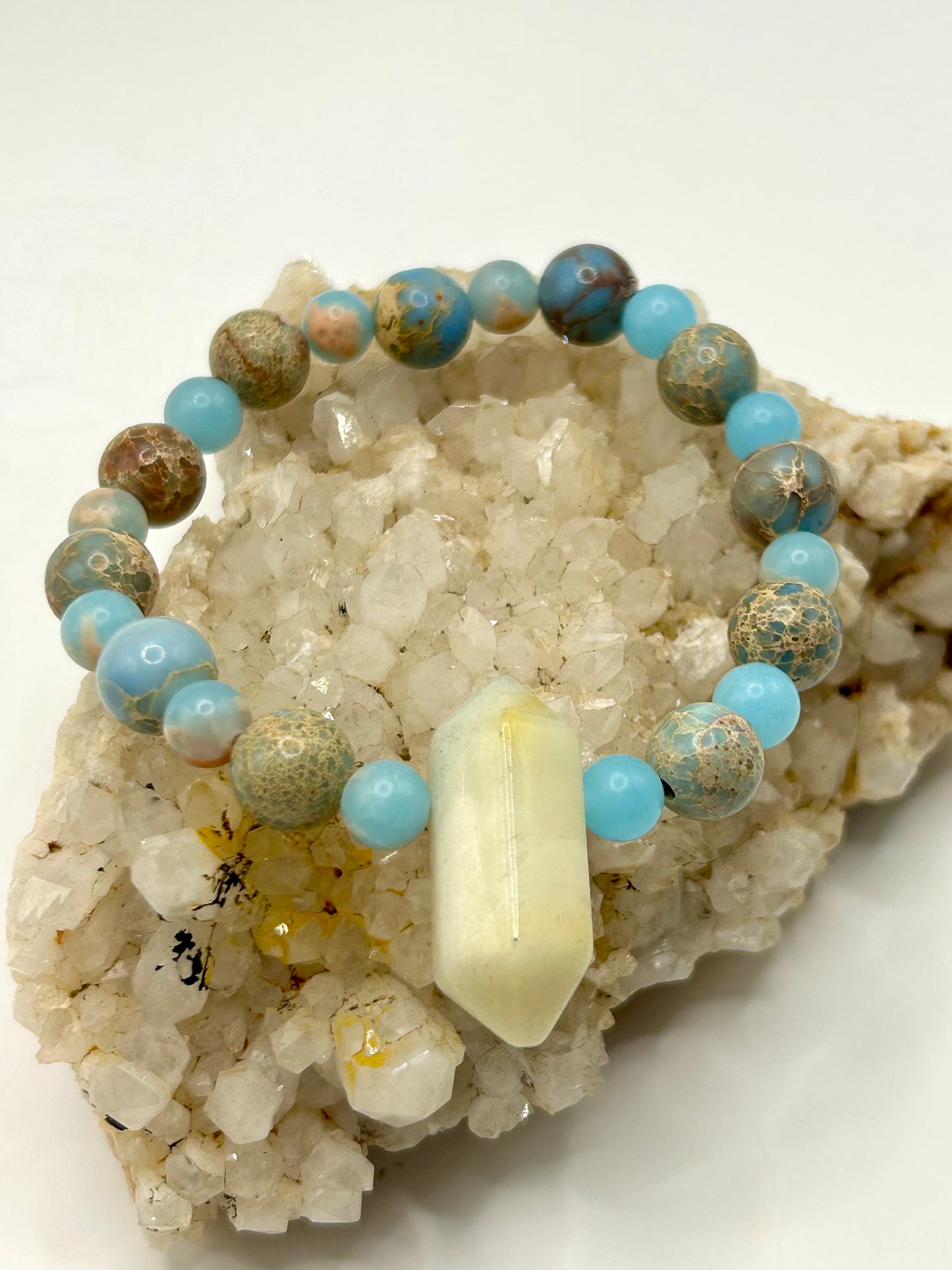 Sea Sediment Jasper & Amazonite Gemstone Bracelet
