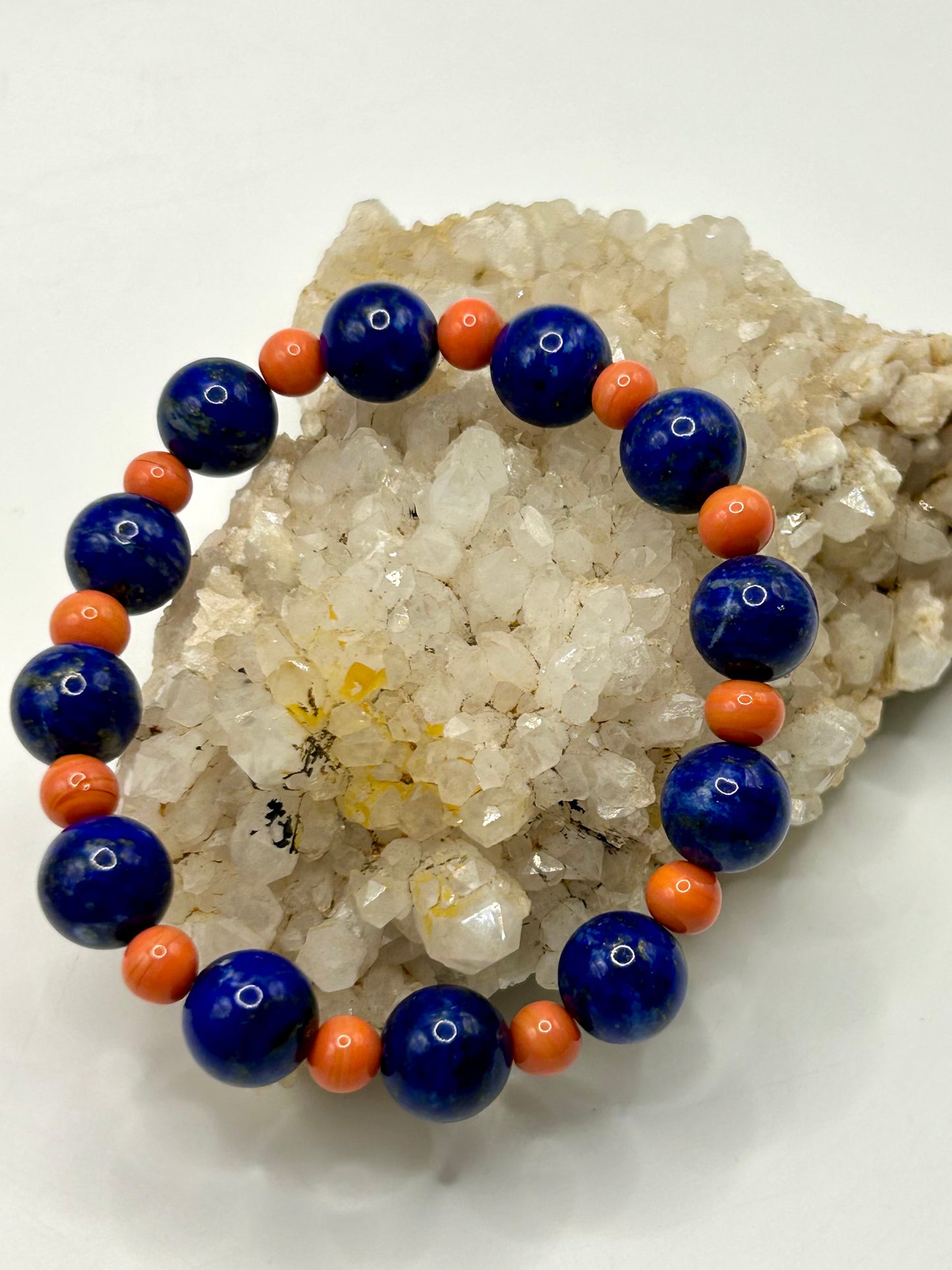 Lapis Lazuli & Coral Gemstone Bracelet