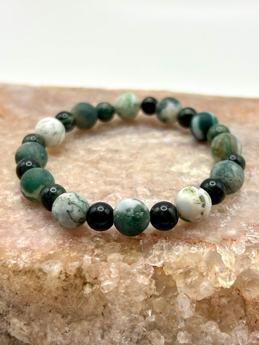 Moss Agate & Kambaba Jasper Gemstone Bracelet