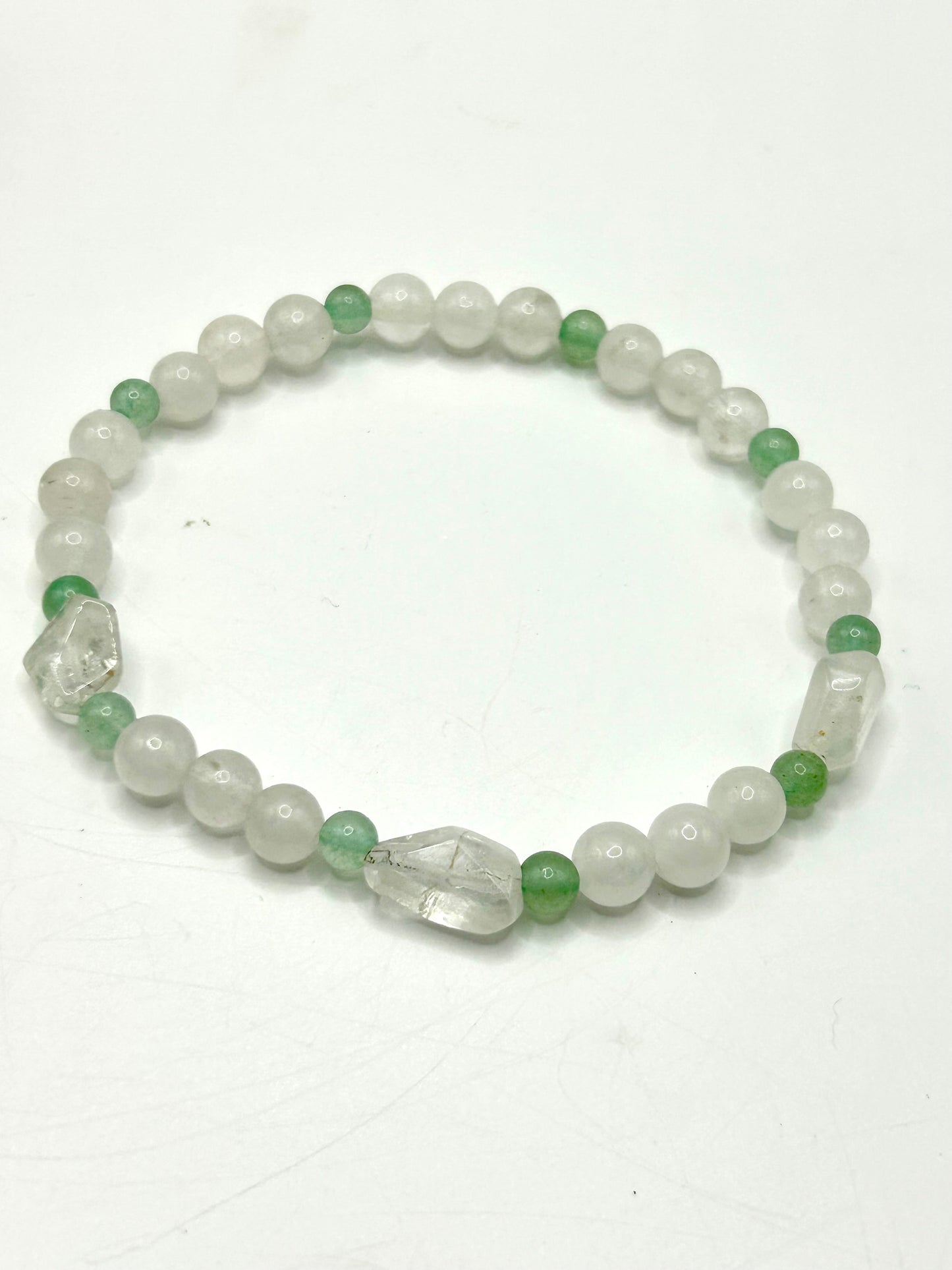 Clear Quartz & Green Aventurine Gemstone Bracelet