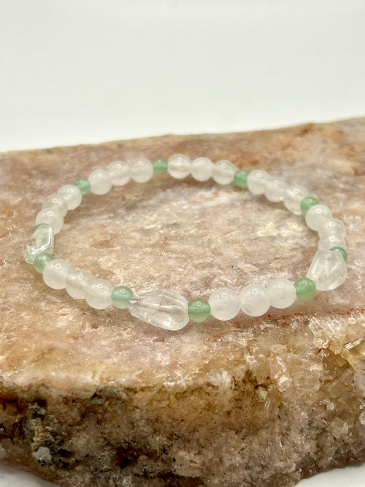 Clear Quartz & Green Aventurine Gemstone Bracelet