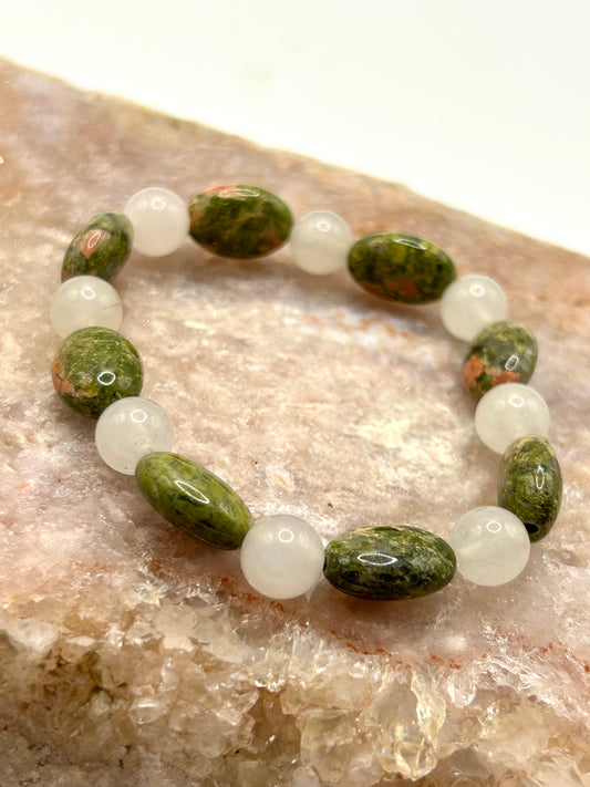 Unakite & Rose Quartz Gemstone Bracelet