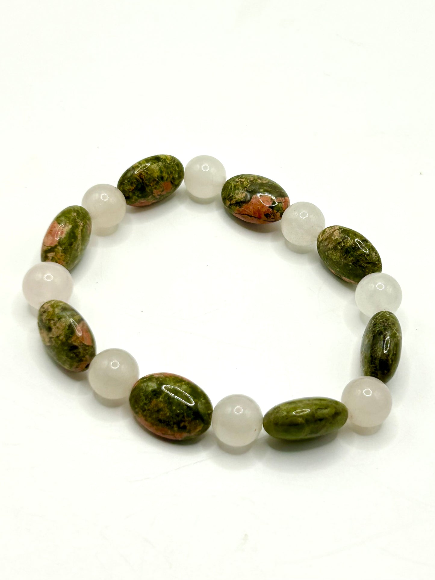 Unakite & Rose Quartz Gemstone Bracelet