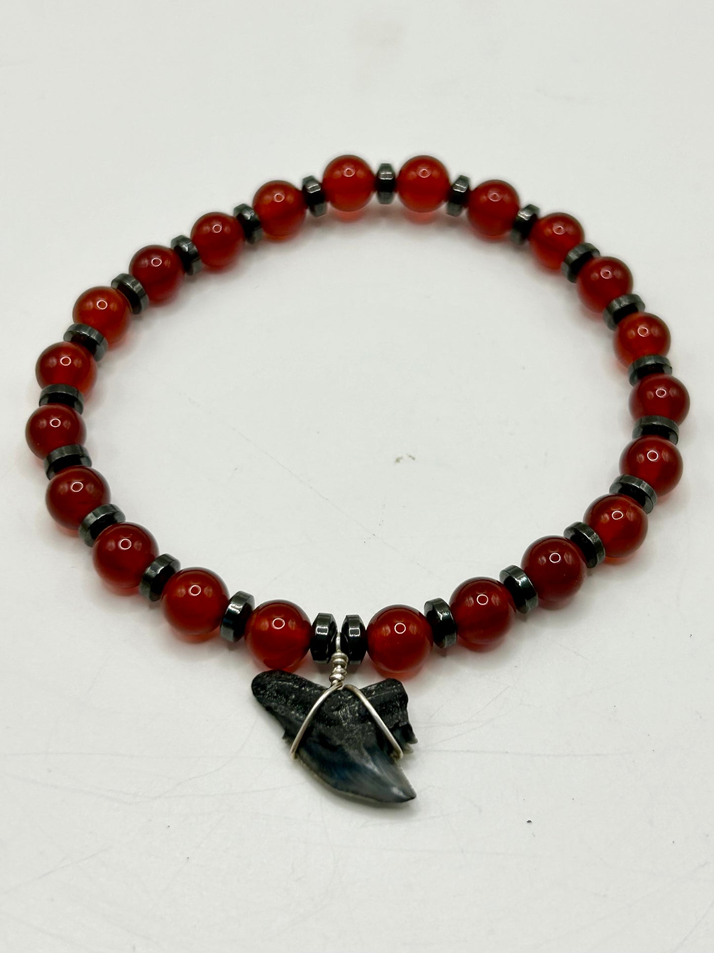 Carnelian Gemstone & Shark Tooth Bracelet