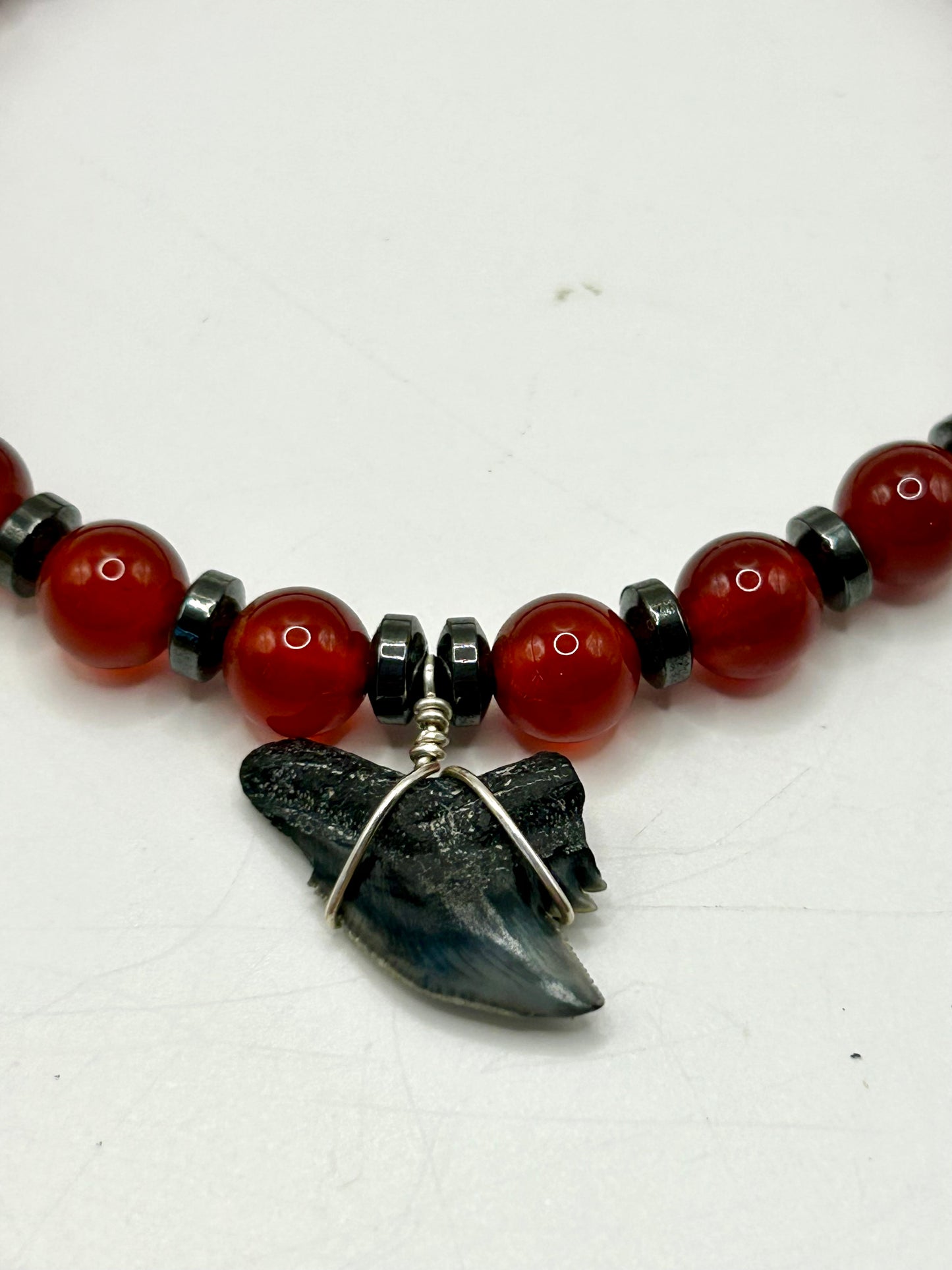 Carnelian Gemstone & Shark Tooth Bracelet