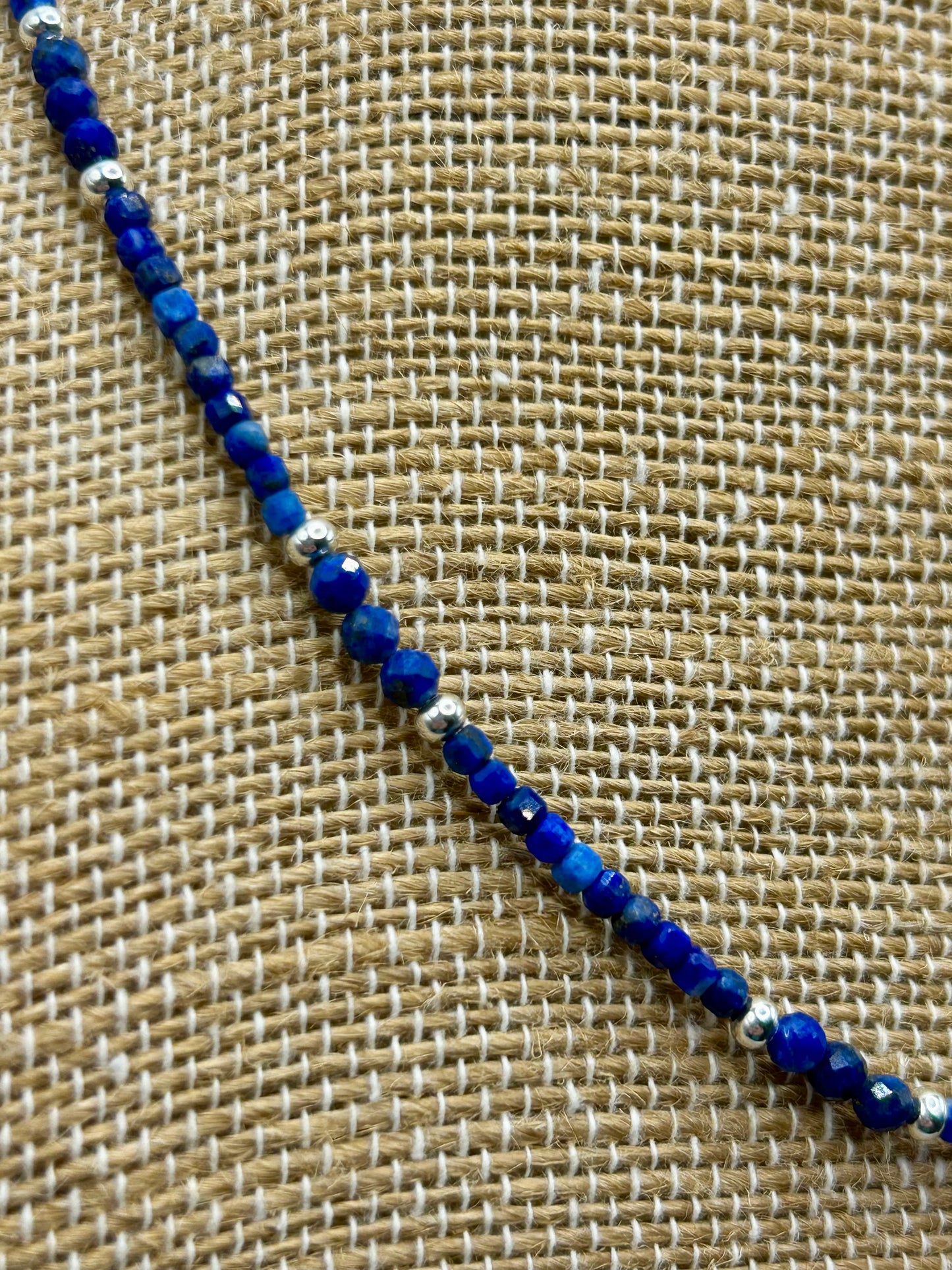 Lapis Lazuli Gemstone Beaded Necklace Sterling Silver