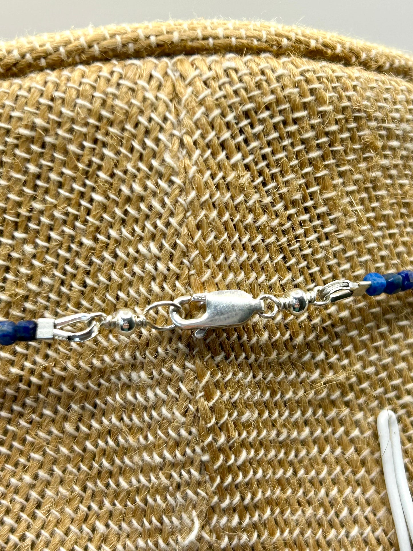 Lapis Lazuli Gemstone Beaded Necklace Sterling Silver