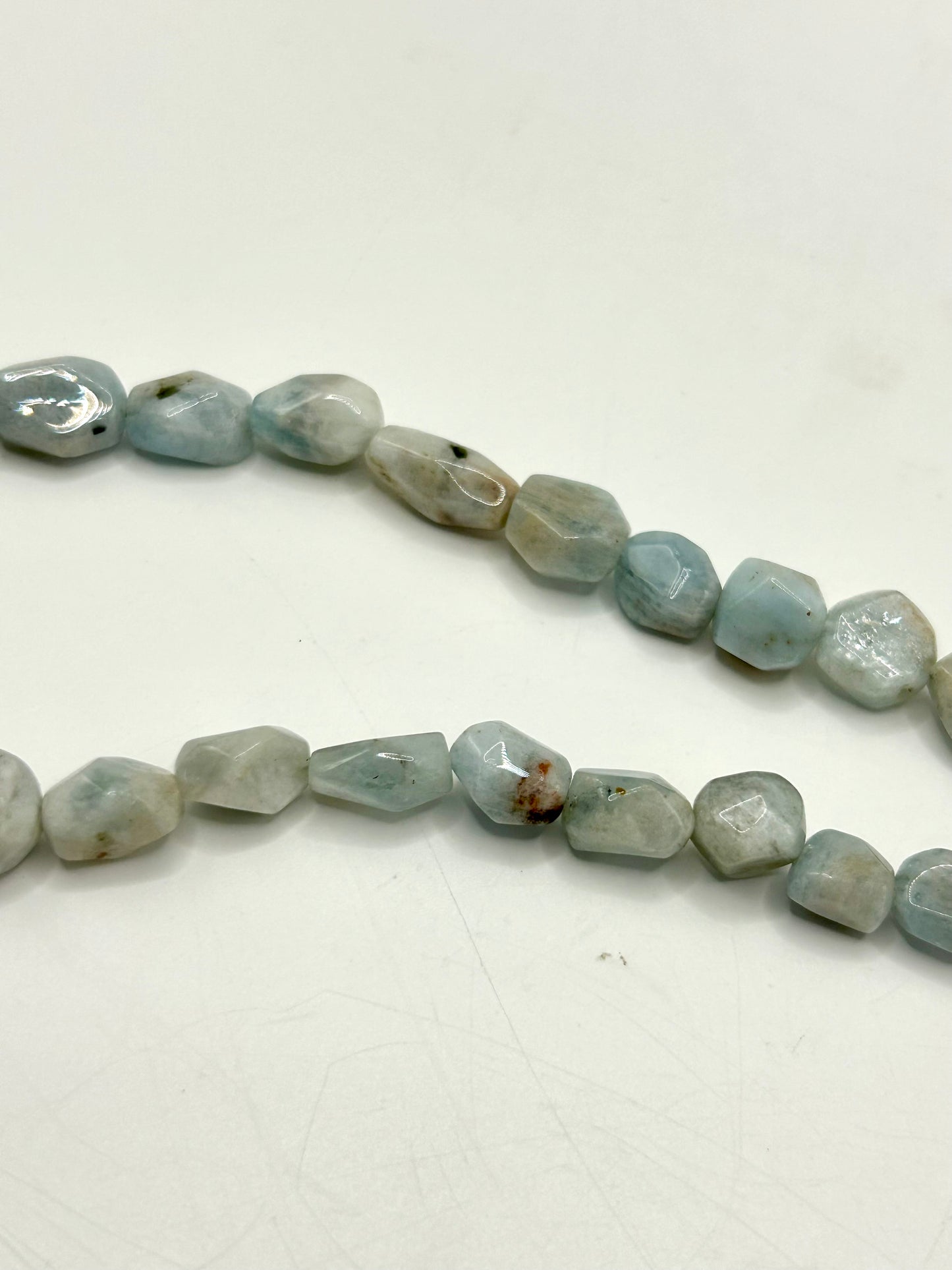 Aquamarine Gemstone Beaded Necklace Sterling Silver