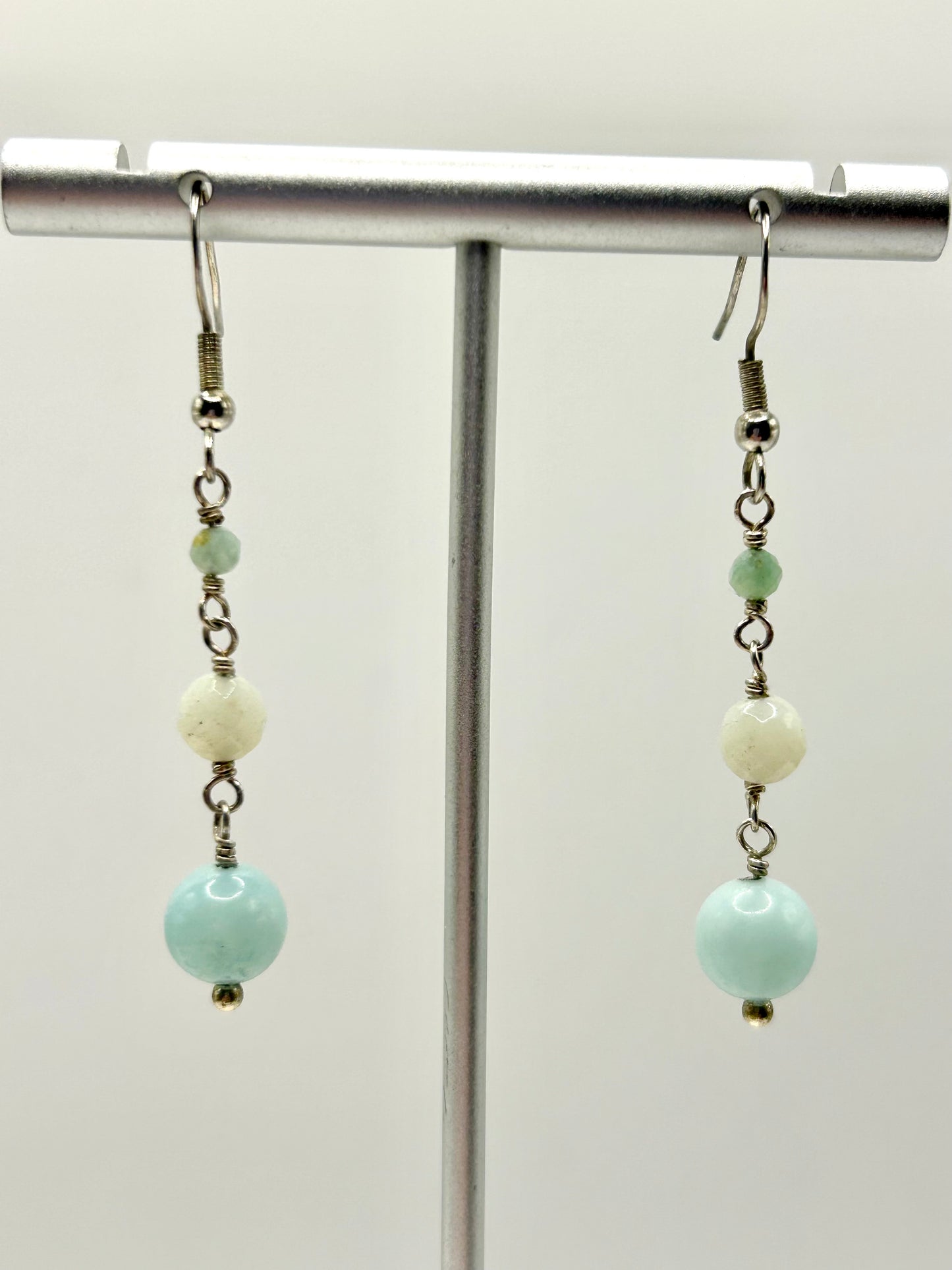 Amazonite & Jasper Sterling Silver Dangly Earrings