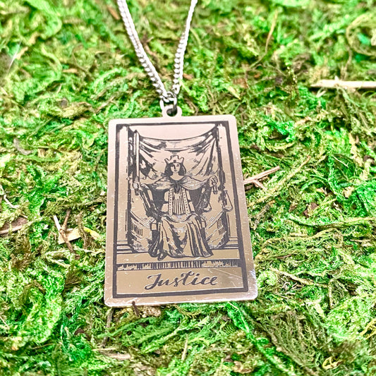 Justice Tarot Card Necklace.