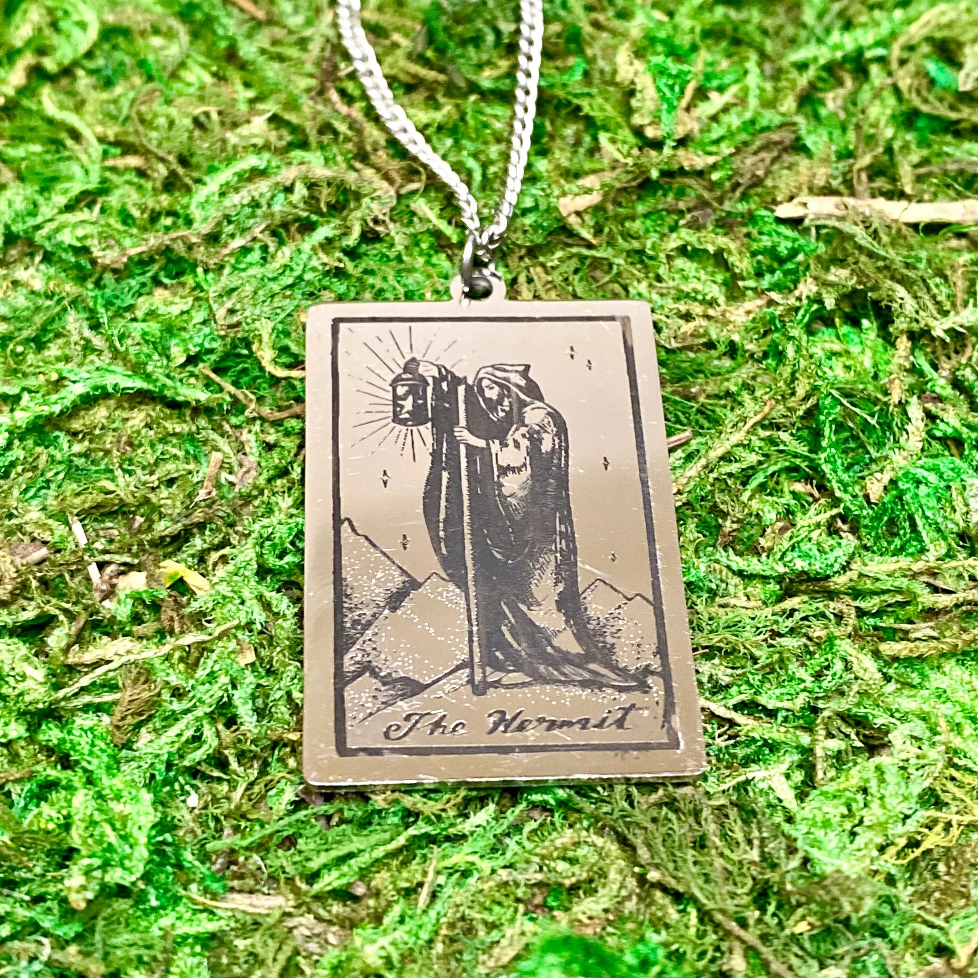 The Hermit Tarot Card Necklace.