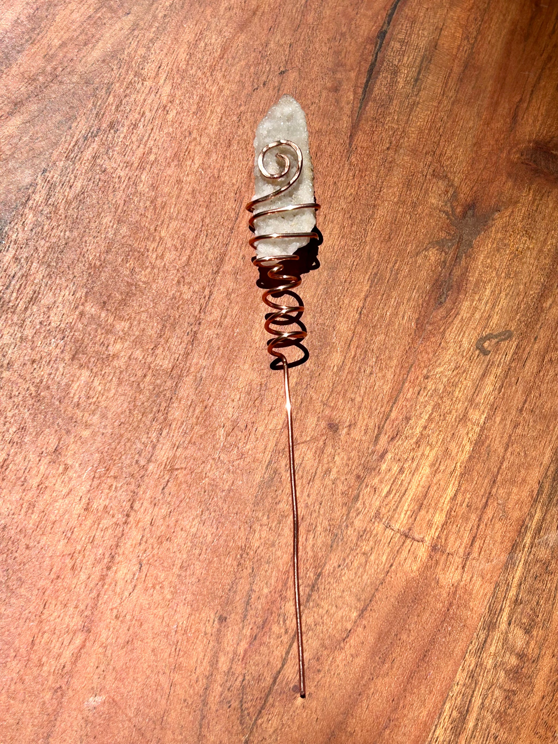 Hematite Gemstone Wire Wrapped Copper Plant Stake Decor