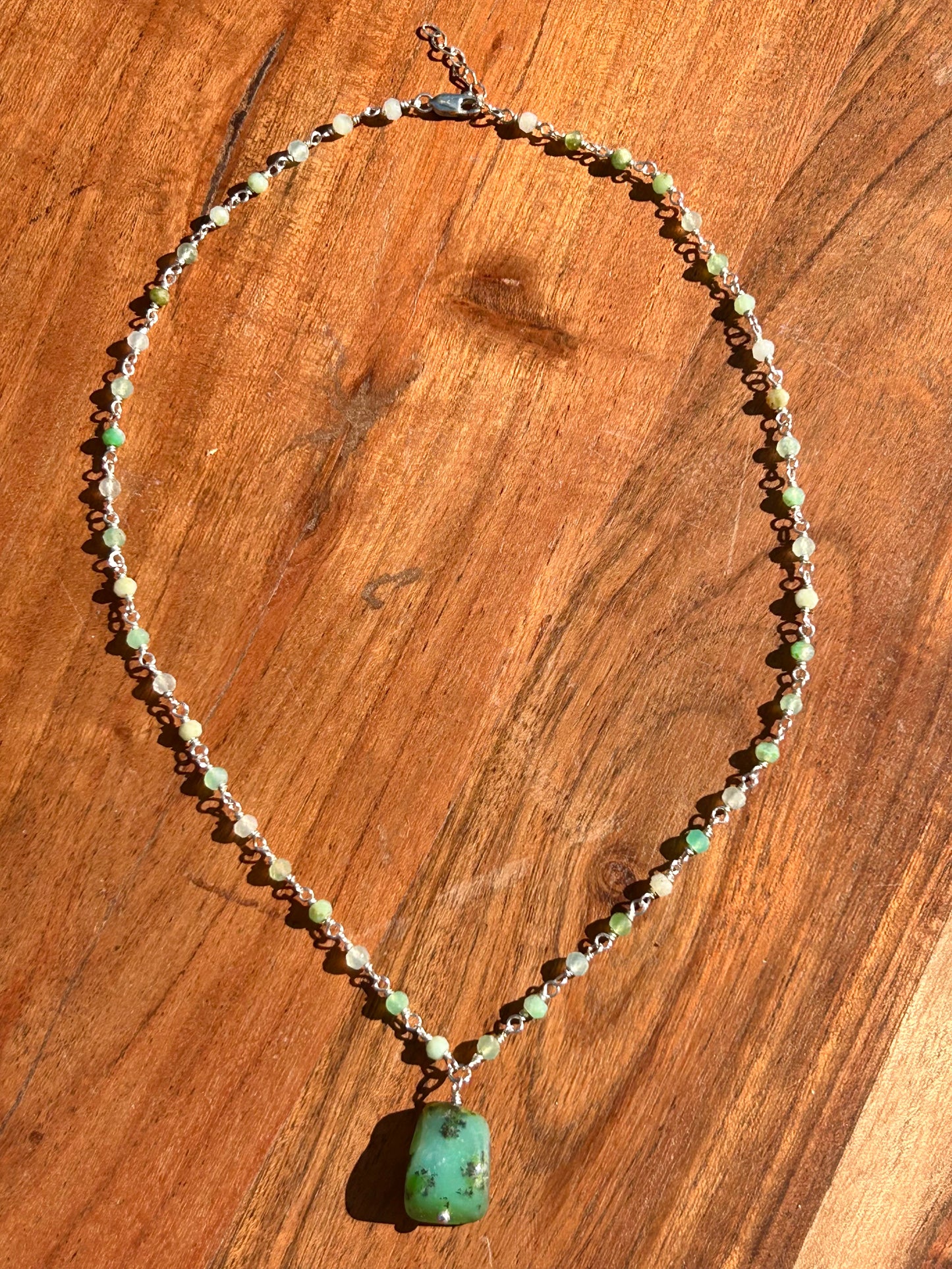 Chrysoprase Sterling Silver Chain Link Necklace