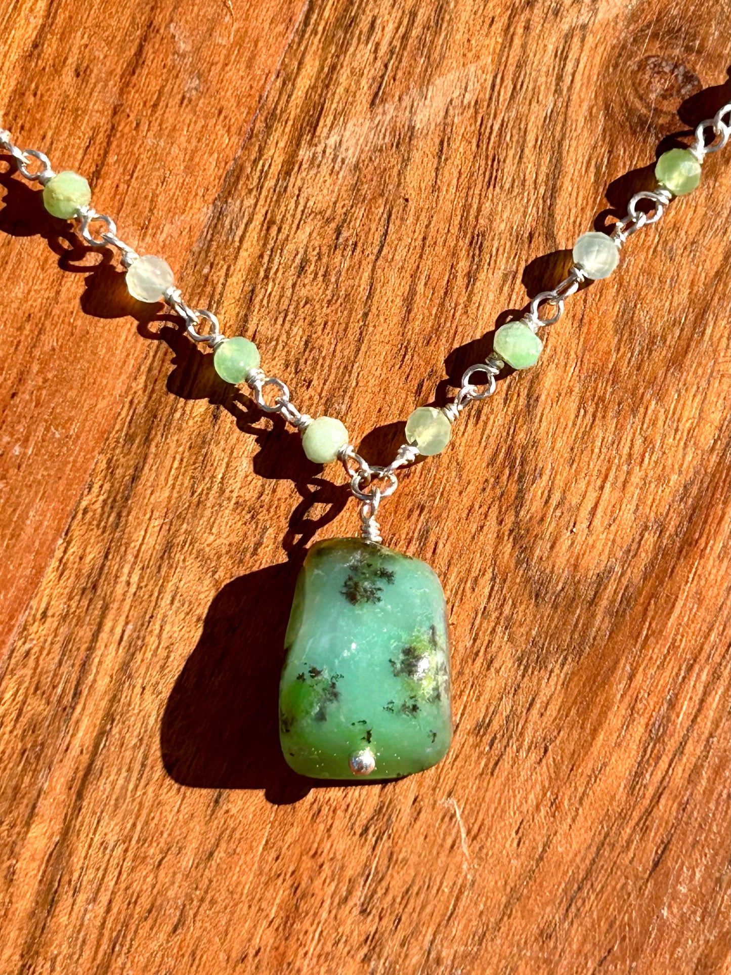 Chrysoprase Sterling Silver Chain Link Necklace