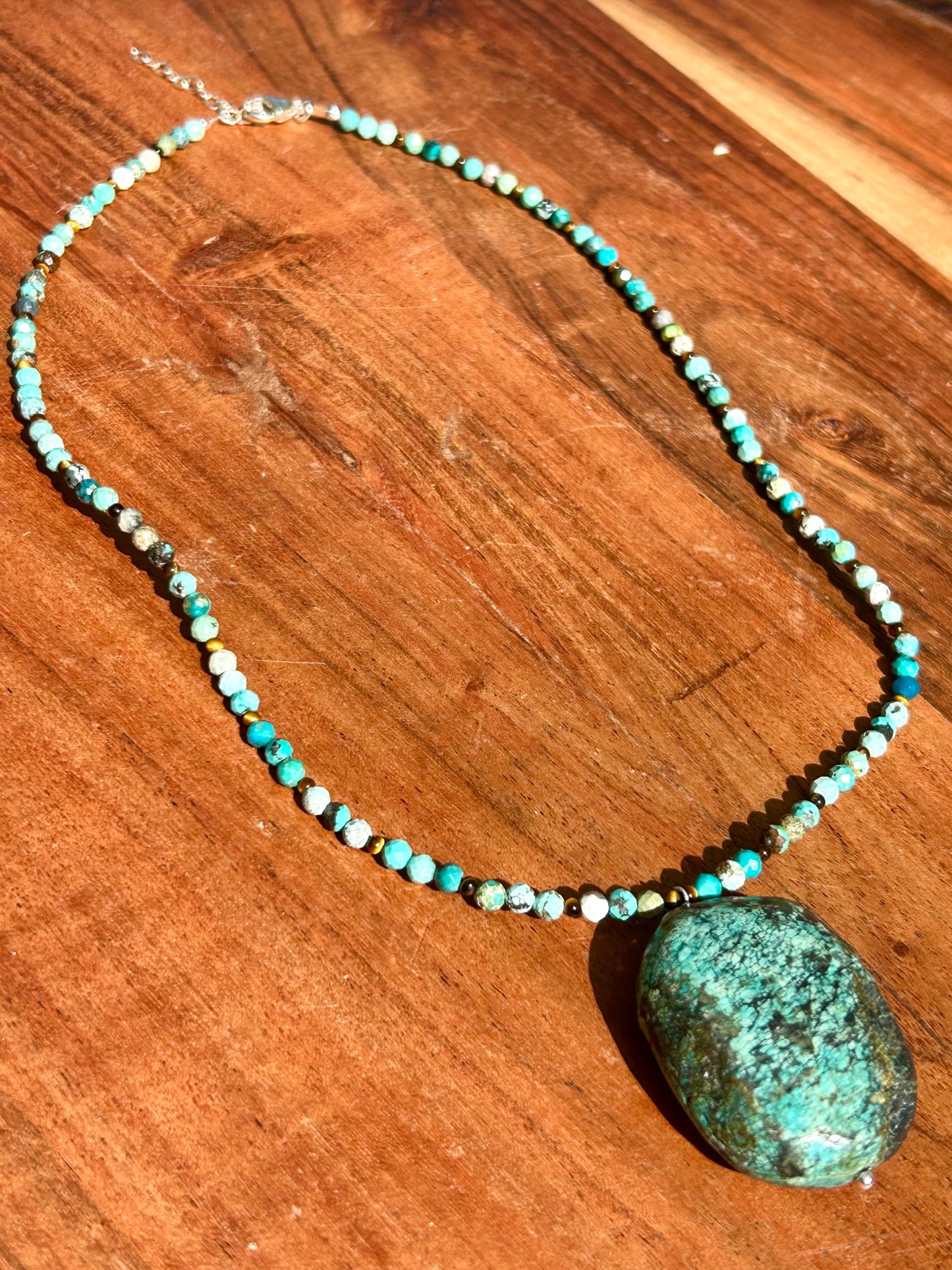Natural Turquoise Pendant & Beaded Necklace