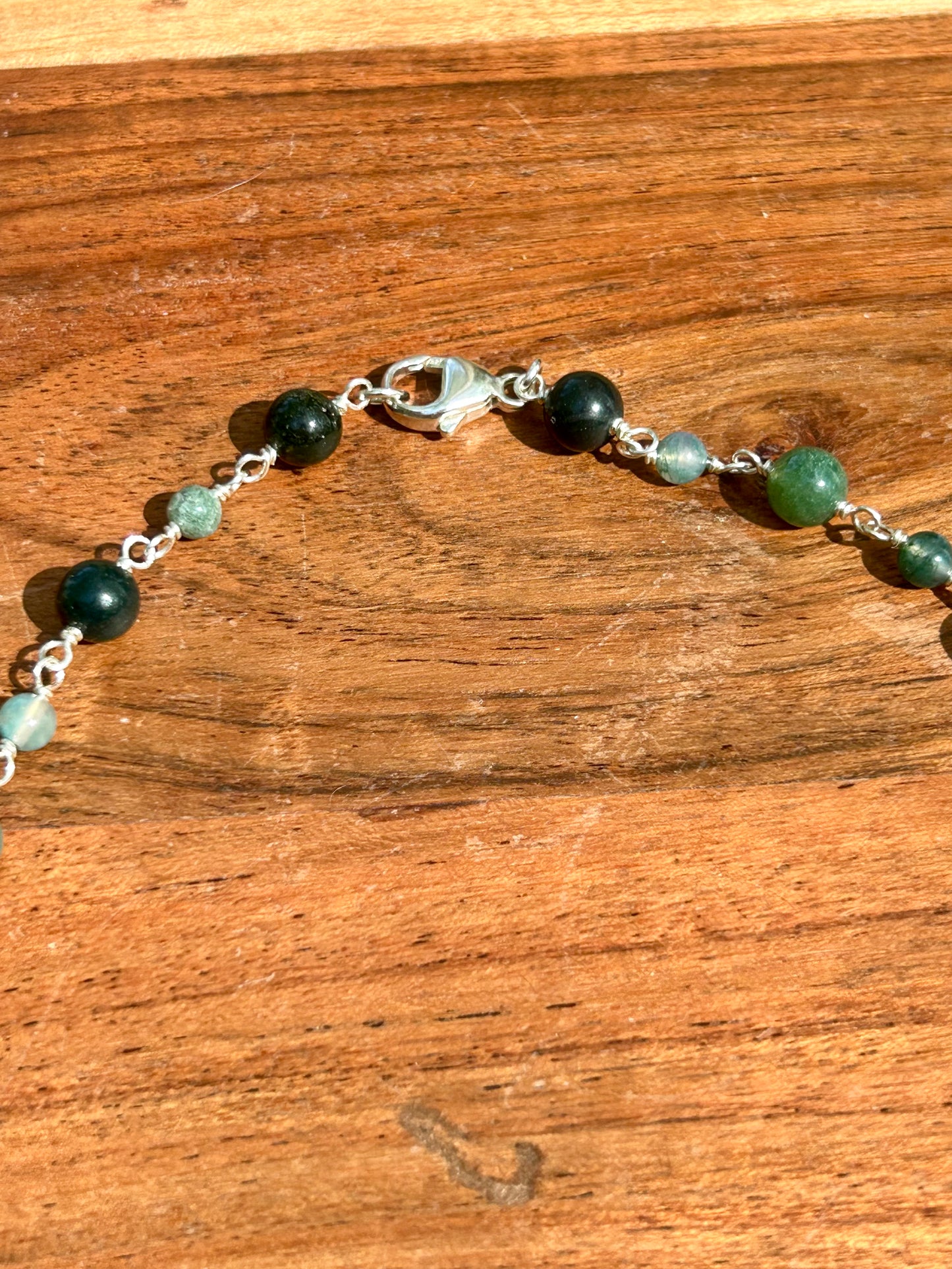 Moss Agate Sterling Silver Chain Link Necklace